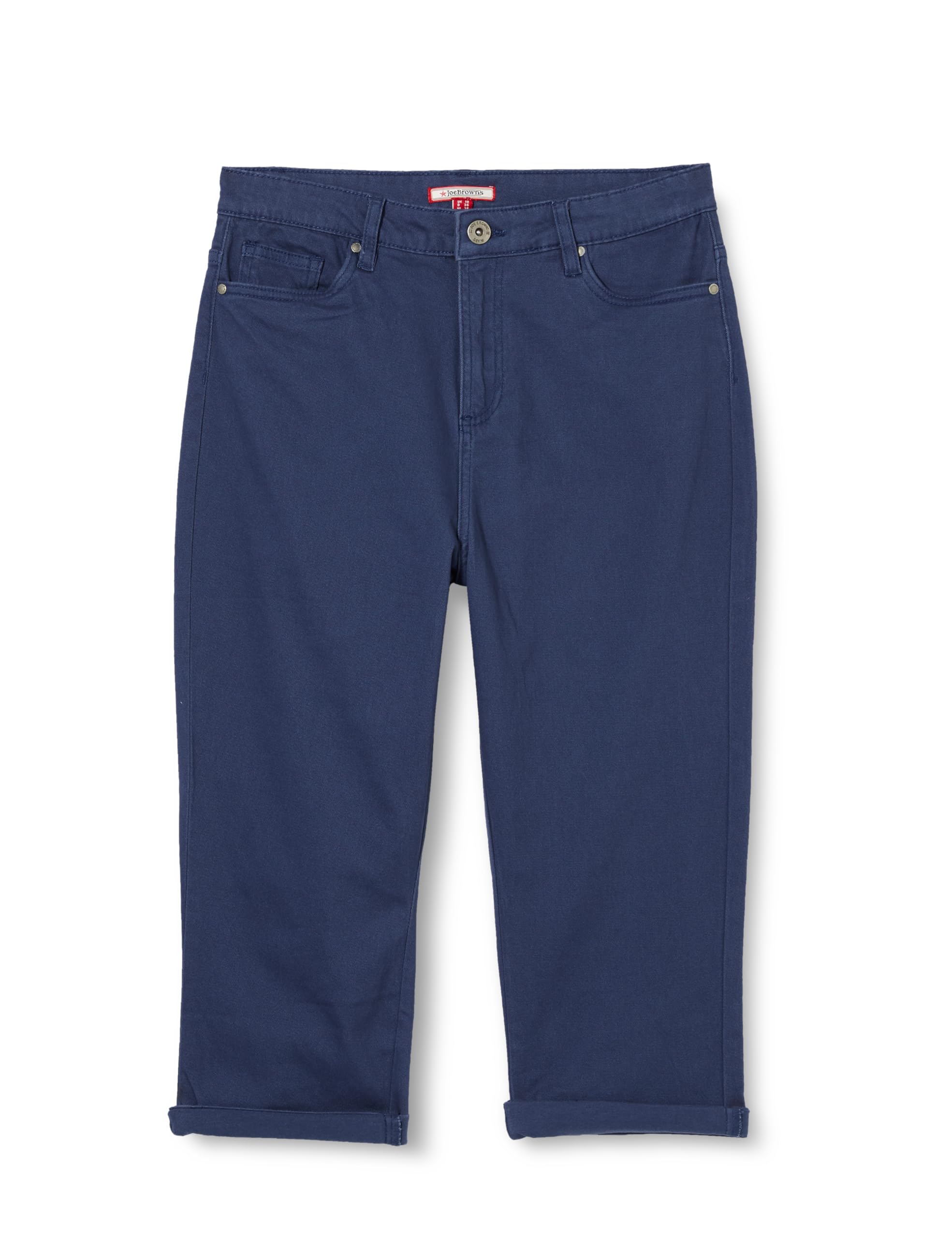 Joe Browns Women's Essentials Stretch Cotton Cropped Skinny Fit Capri Pants, Blue, 14