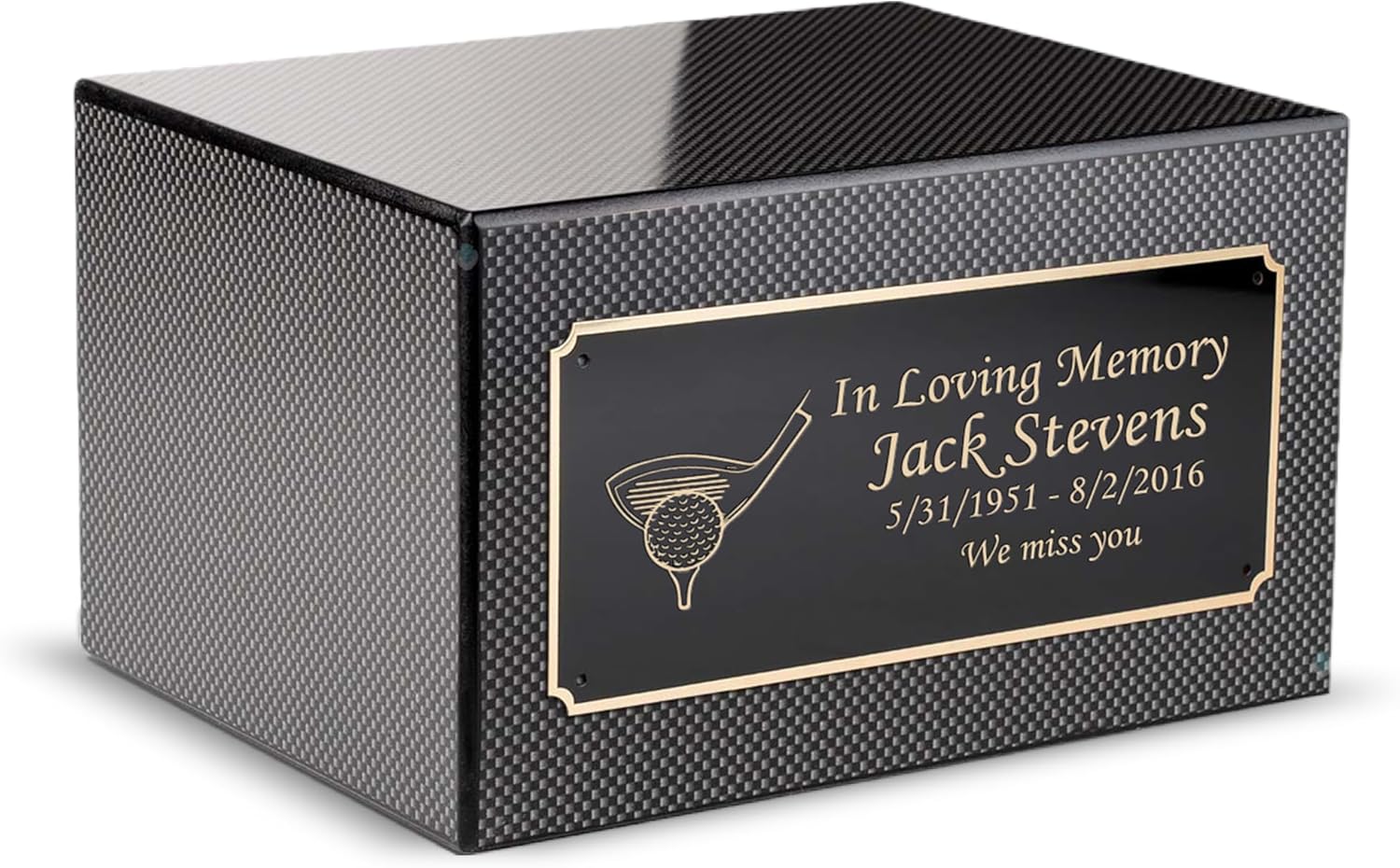 GetUrns Heritage Adult Carbon Fiber Cremation Urn Box for Human Ashes I Golf Custom Engraved Wooden Urns for Male and Female I 213lbs