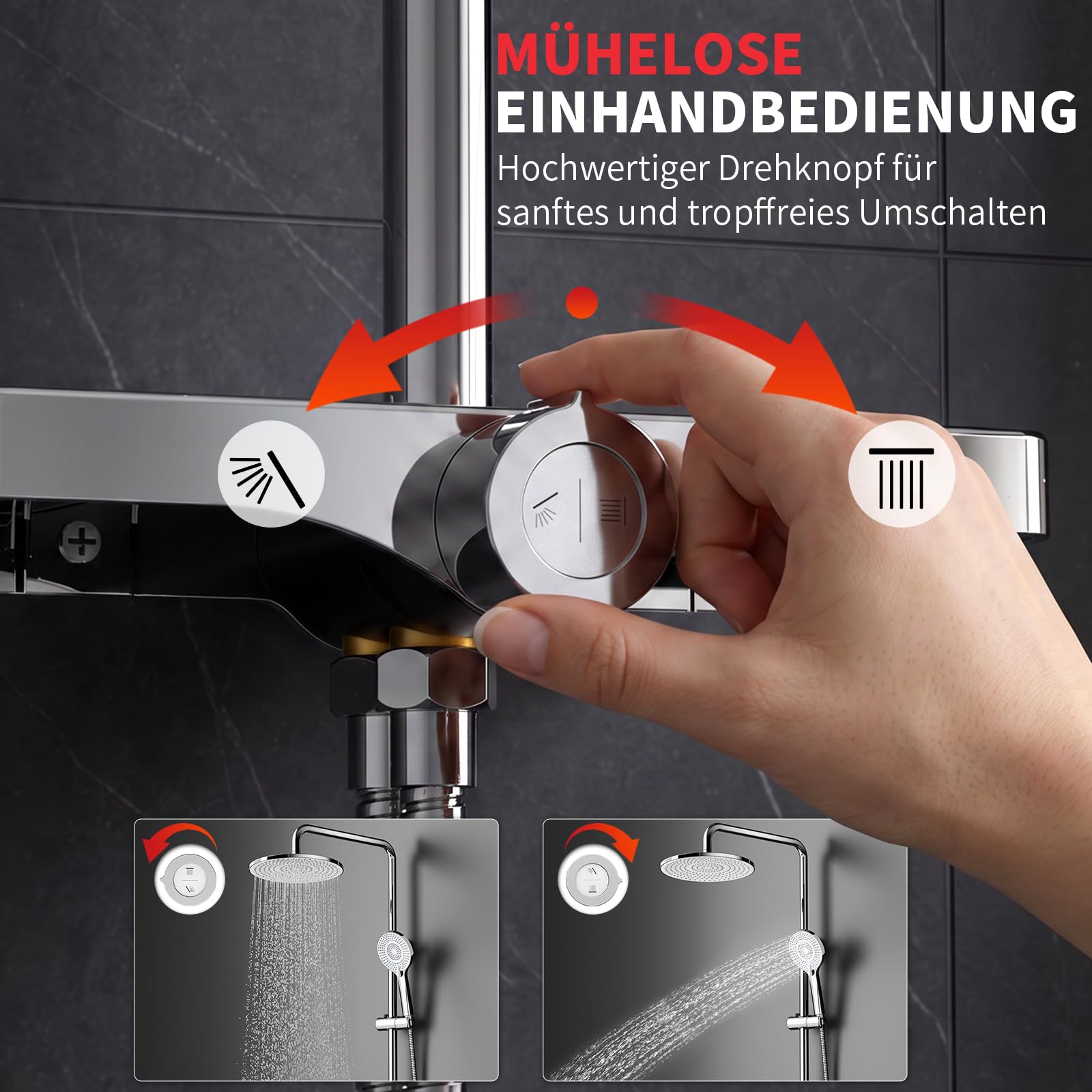 Rainsworth Regendusche ohne Armatur mit 25 cm rundem Regenduschkopf Chrom