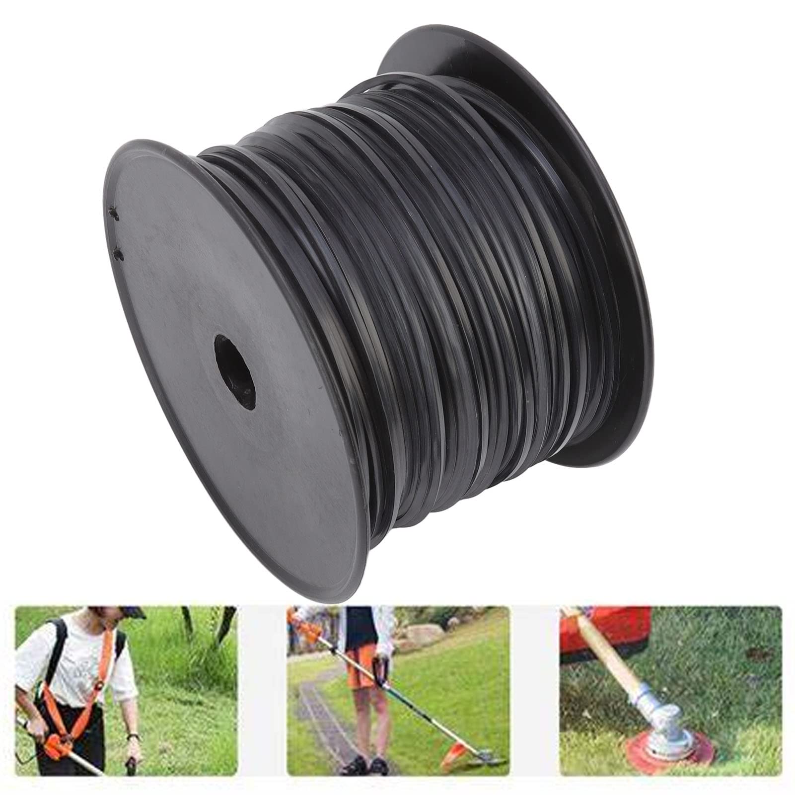 Hilo de Desbrozadora, Hilo de Desbrozadora de Hilo Cuadrado de 3,3 Mm/0,13 Pulgadas Reemplazo de Hilo de Desbrozadora de Césped Negro de Nailon de Alta Eficiencia para (100