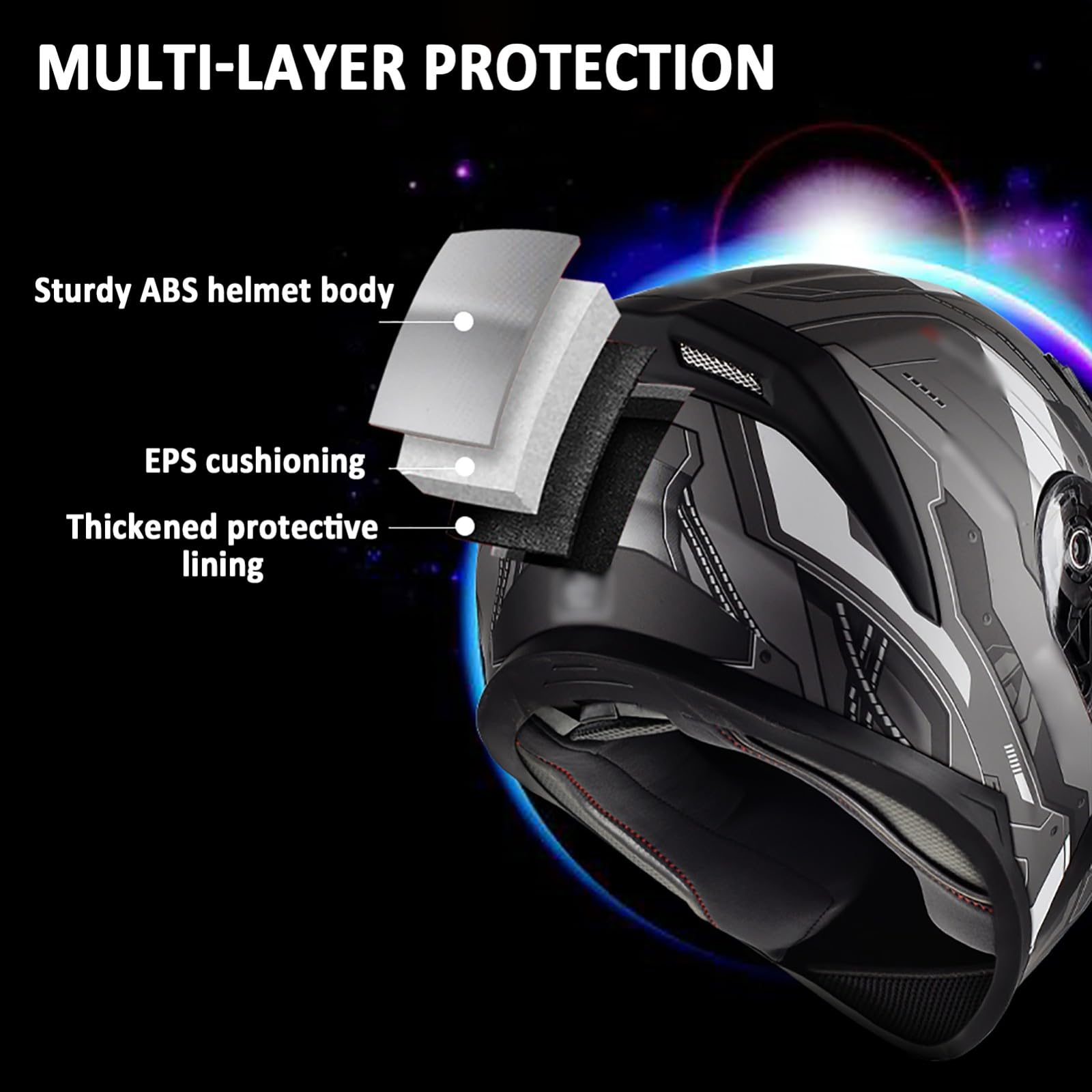Kask motocyklowy, integralny kask motocyklowy, kask rowerowy z odchylaną osłoną przeciwsłoneczną, unisex, dopuszczony przez ECE 22.06