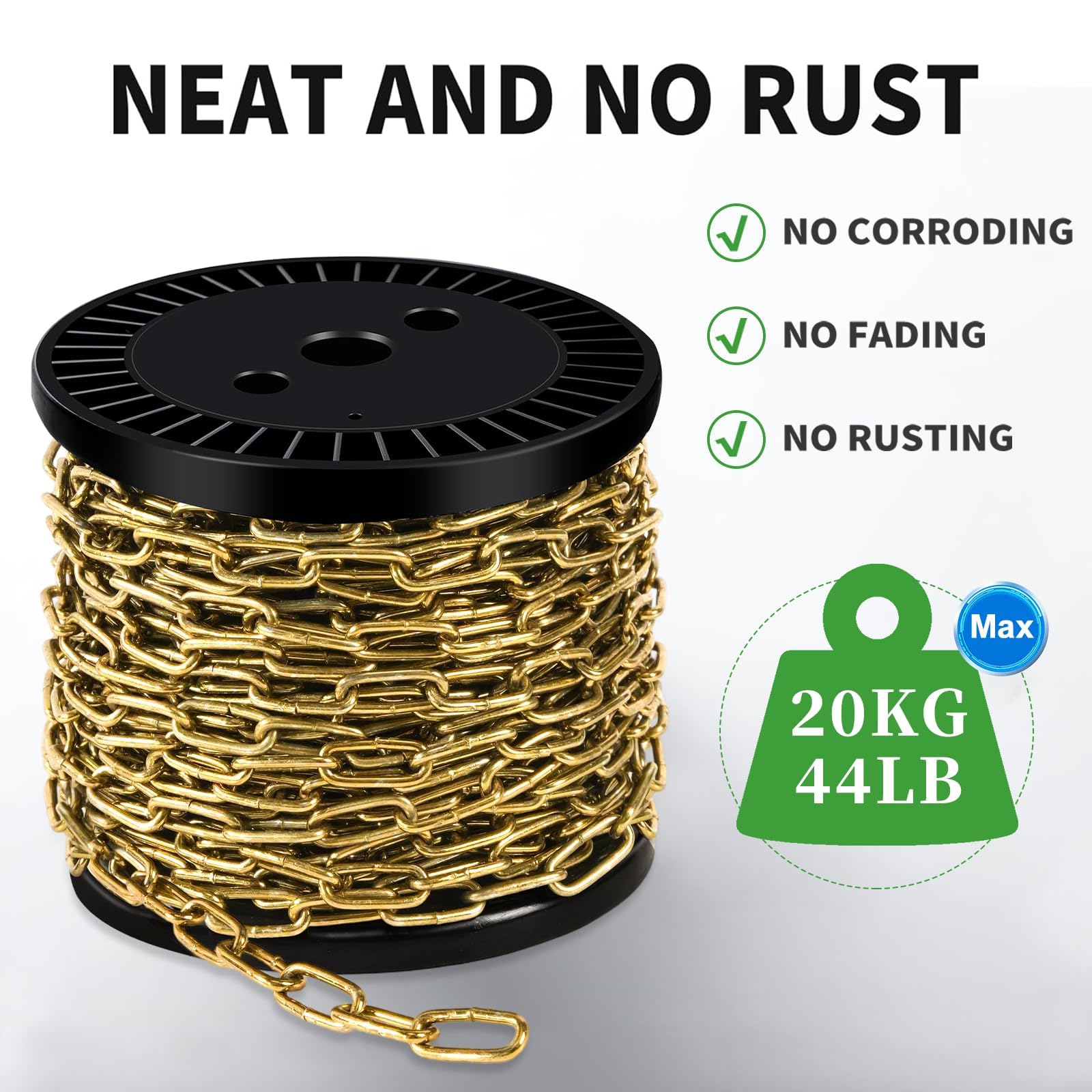 50 ft 1/12" Metal Chains Brass Chain for Hanging Light Fixture, Chandelier — Amazon image 3