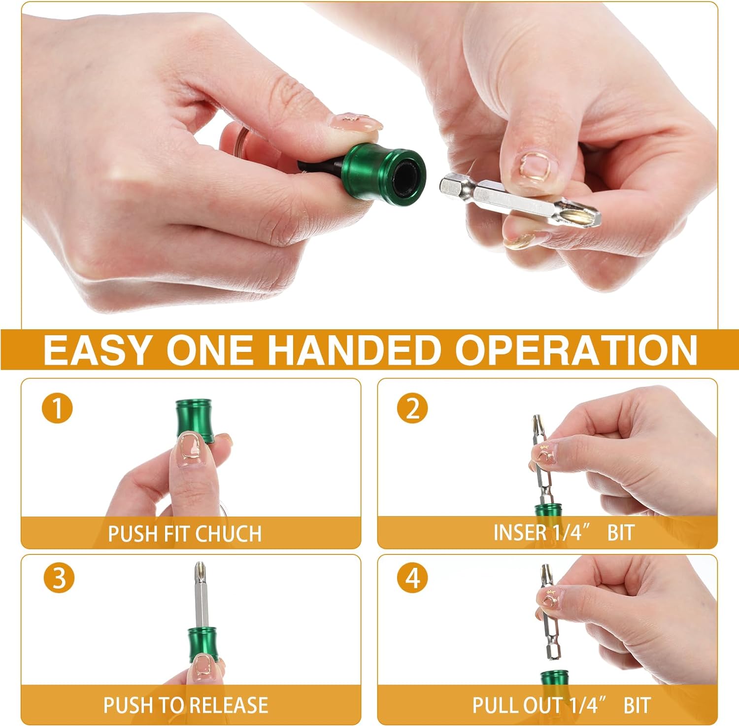 Zonon 60 Pcs 1/4 Inch Hex Shank Aluminum Alloy Screwdriver Bits Holder Bulk Extension Bar Drill Screw Adapter Change Keychain Portable Light Weight Bit Holder with Black Clip