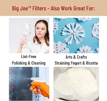 Big Joe Large Coffee Filters (500 Count) - Extra Tall Walls Prevent Ground Overflow - Fits BUNN 12-Cup Commercial Pour Over & Drip Machines - 934 Diameter, 234 Walls - Made in USA
