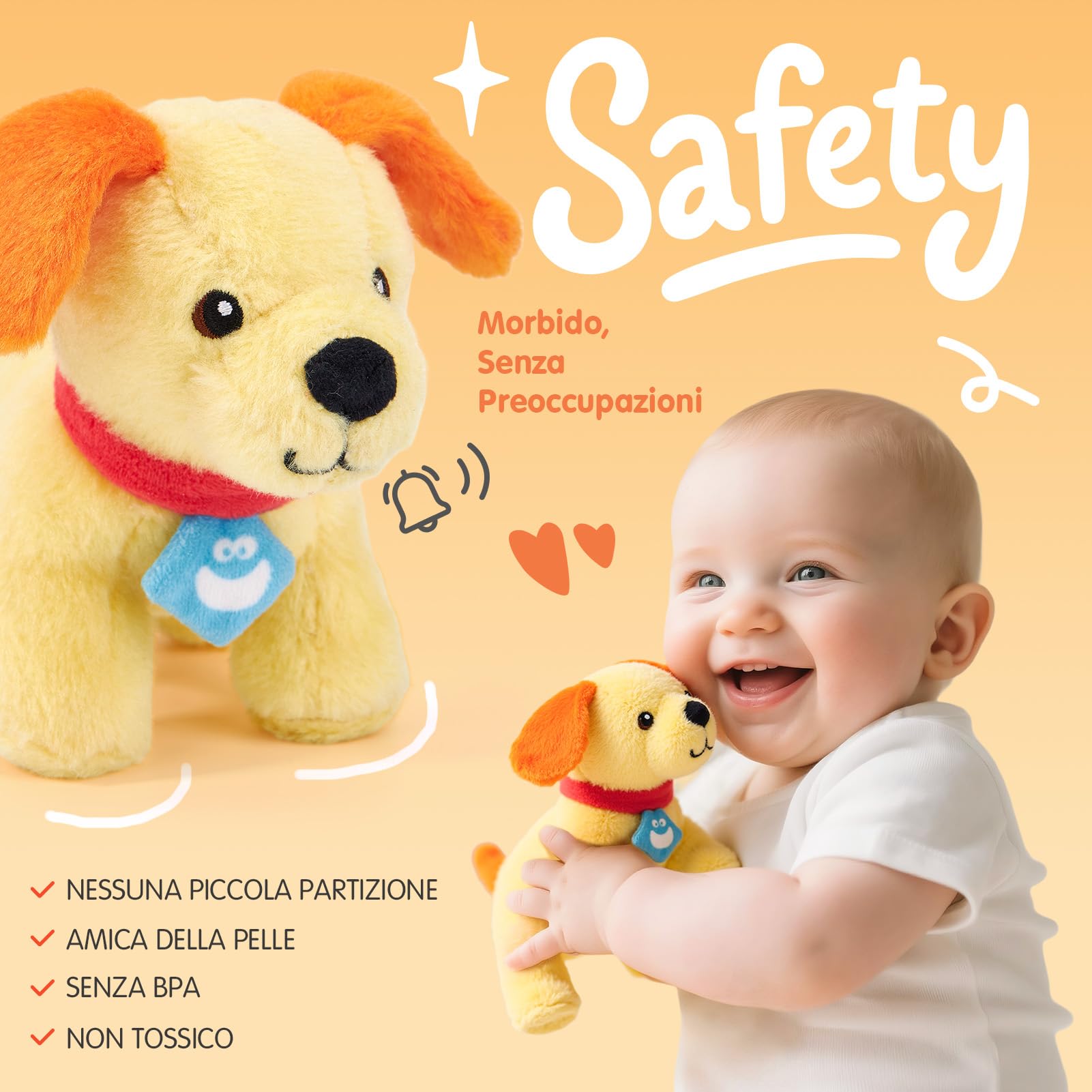 hahaland Giochi Neonato 6 Mesi - 8 PCS Set di Cane Peluche con Fienile & Corrispondenza delle Forme - Giocattolo Educativi per Bambini, Montessori Sensoriale Regalo Bimbo Bimba 6 9 12 Mesi