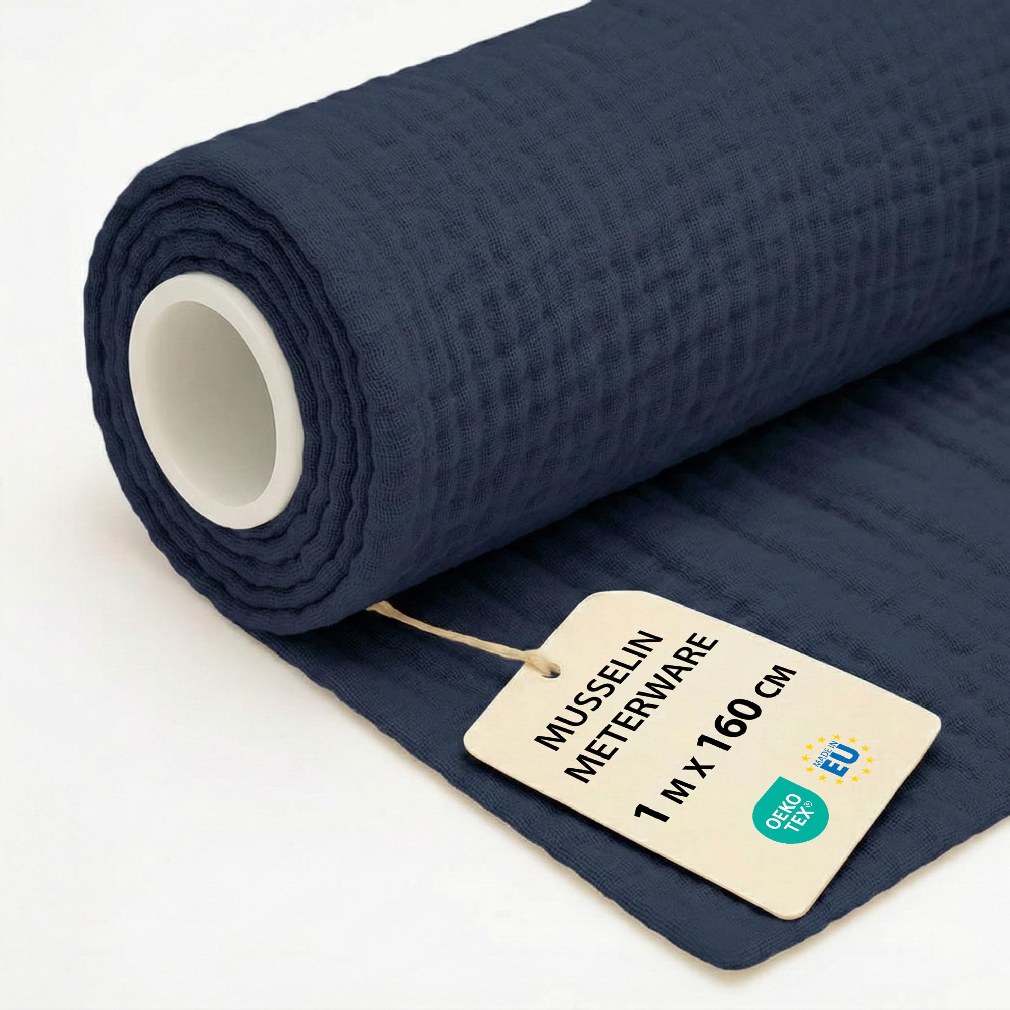 Amazinggirl Navy Blue Muslin Fabric By The Metre 1 M X 160 Cm - Fabric For Crafts Sewing Decoration Perfect For Dressmaking Upholstery Accessories And Diy Couture Projects Oeko-Tex