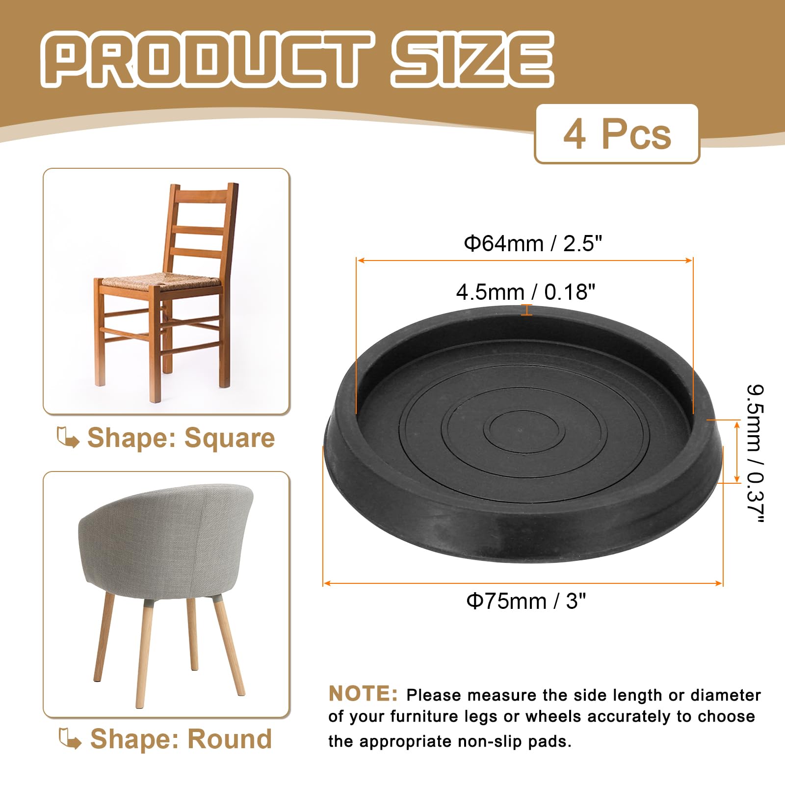 PATIKIL 3 Inch Rubber Furniture Pads - Image 2