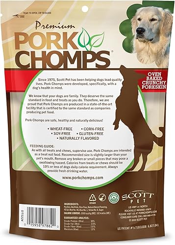 Miniatura 4 de Pork Chomps Masticables para perros, huesos crujientes de 4 pulgadas, sabor a tocino, 2 unidades