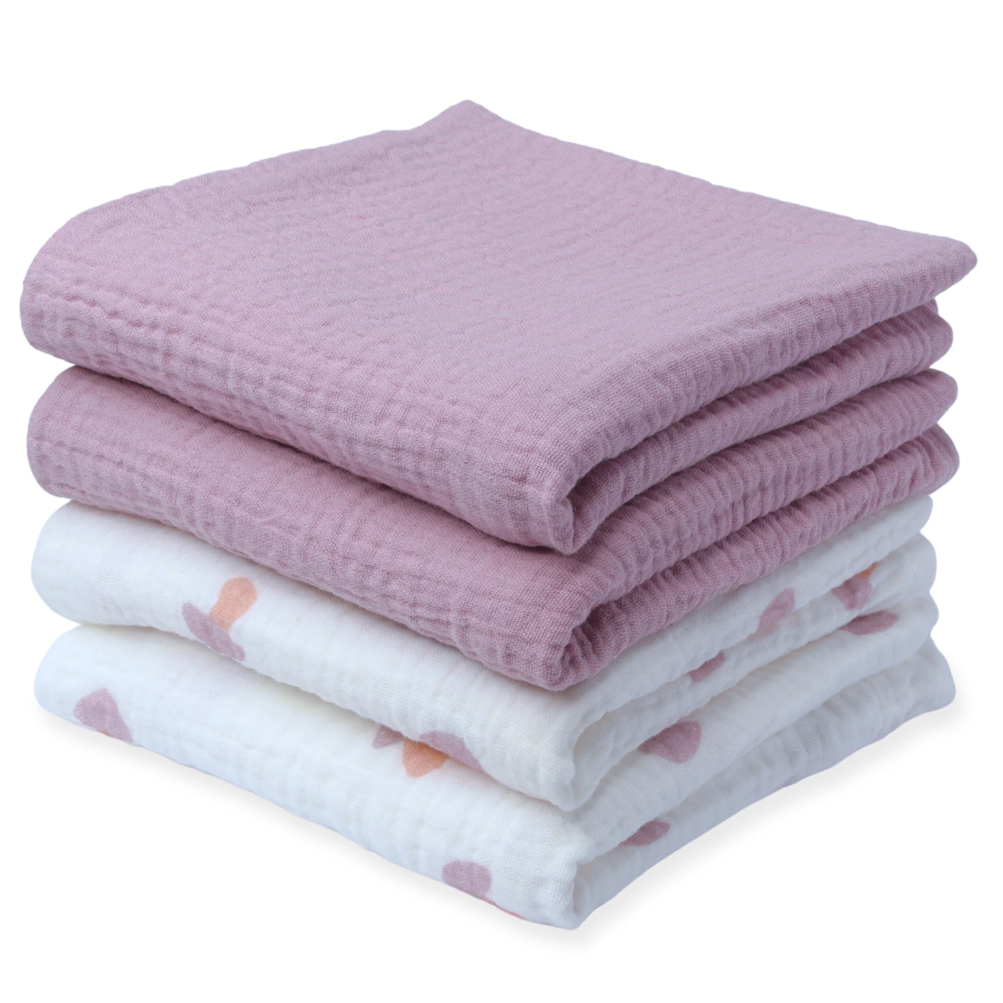 tiny ton Baby Mulltücher | Spucktücher – 100% GOTS Bio-Baumwolle, 4er-Set (60x60 cm), weich, saugfähig & atmungsaktiv. Vielseitige Spucktücher – zum Kuscheln, Reinigen & Abdecken