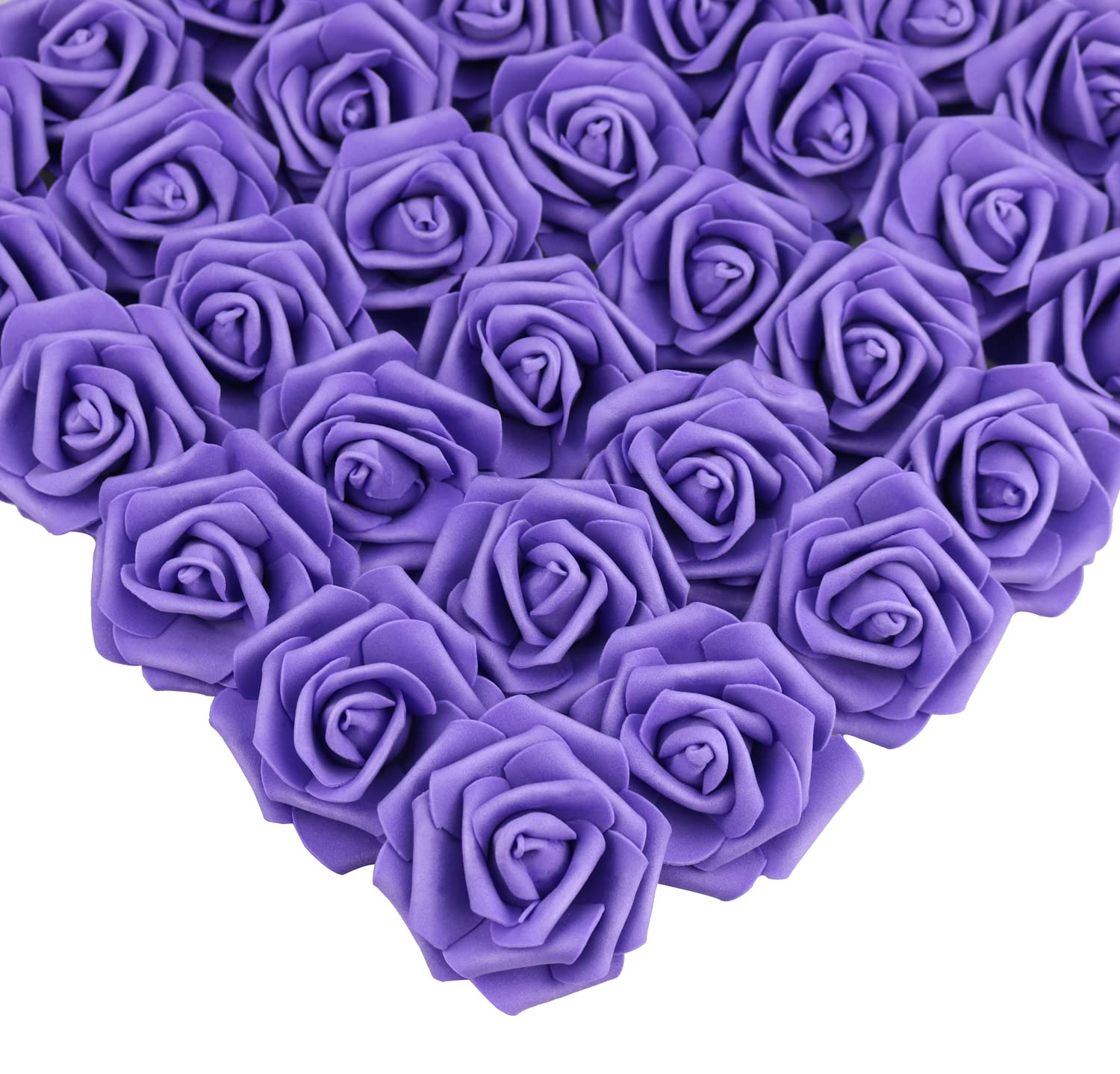 Lightingsky 7cm DIY Real Touch 3D Artificial Foam Rose Head Without Stem for Wedding Party Home Decoration (100pcs, Dark Purple) by Lightingsky