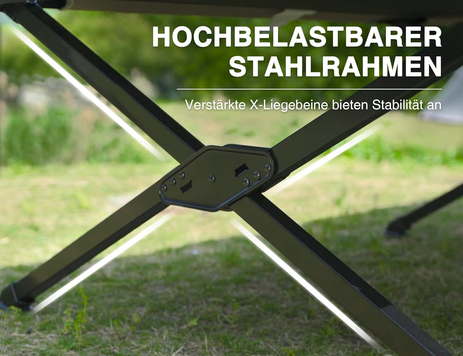 EVER ADVANCED Feldbett Klappbar 214cm x106cm 300KG Belastbar Klappbett XXL Groß & Breit Stabiles Campingbett für Camping Reisen Indoor Outdoor Strand und Garten
