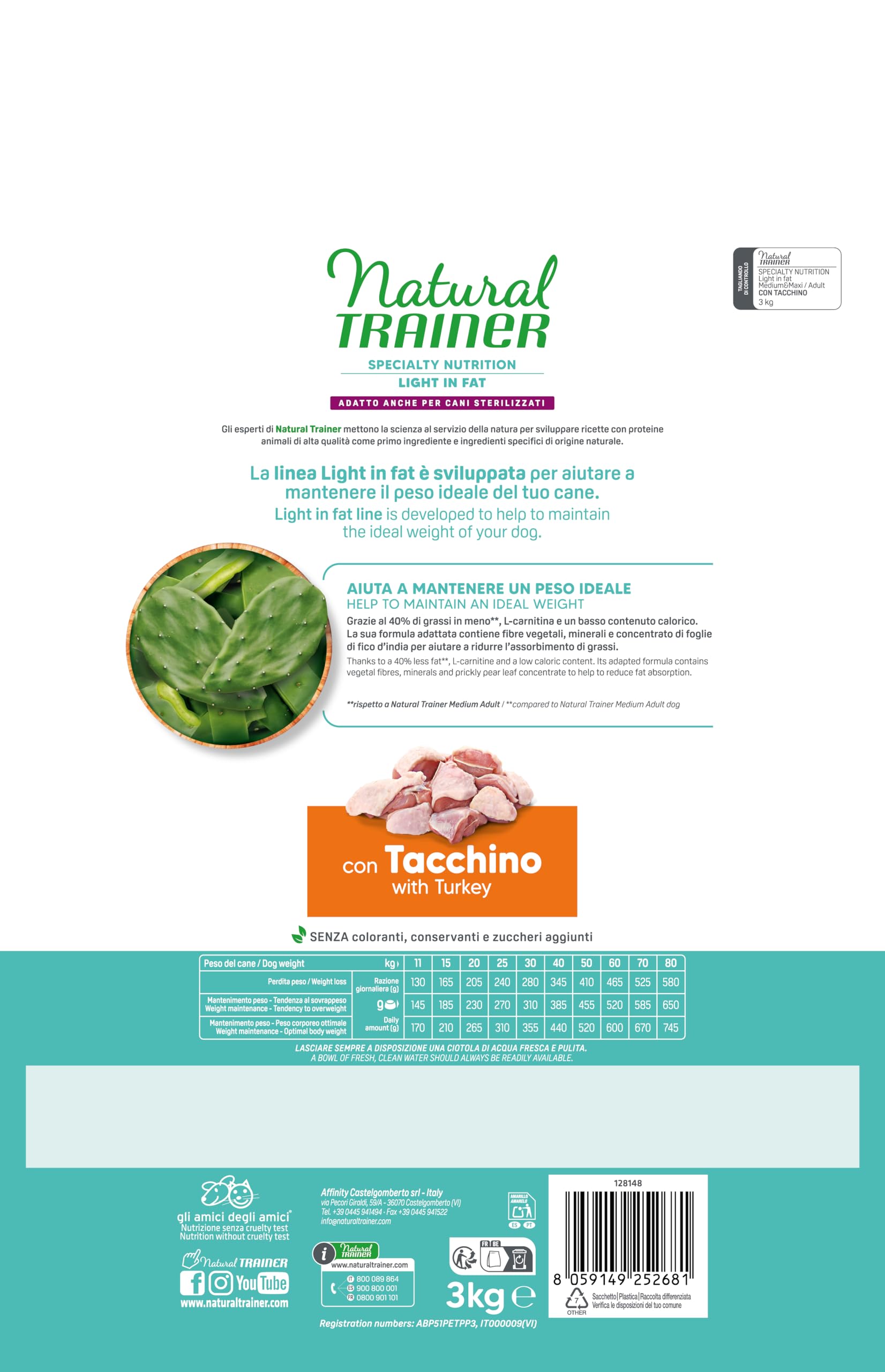 Natural Trainer Ideal Weight Hundefutter – Leicht Im Fett Mit Truthahn Für Ausgewogenes Gewicht