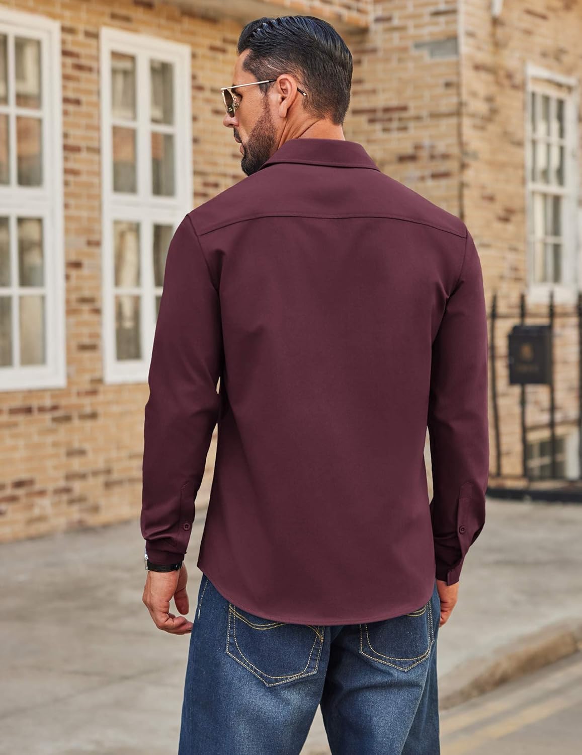 COOFANDY Mens Casual Button Down Work Shirts Untucked Long Sleeve Woven Shirt with Pockets - Image 4