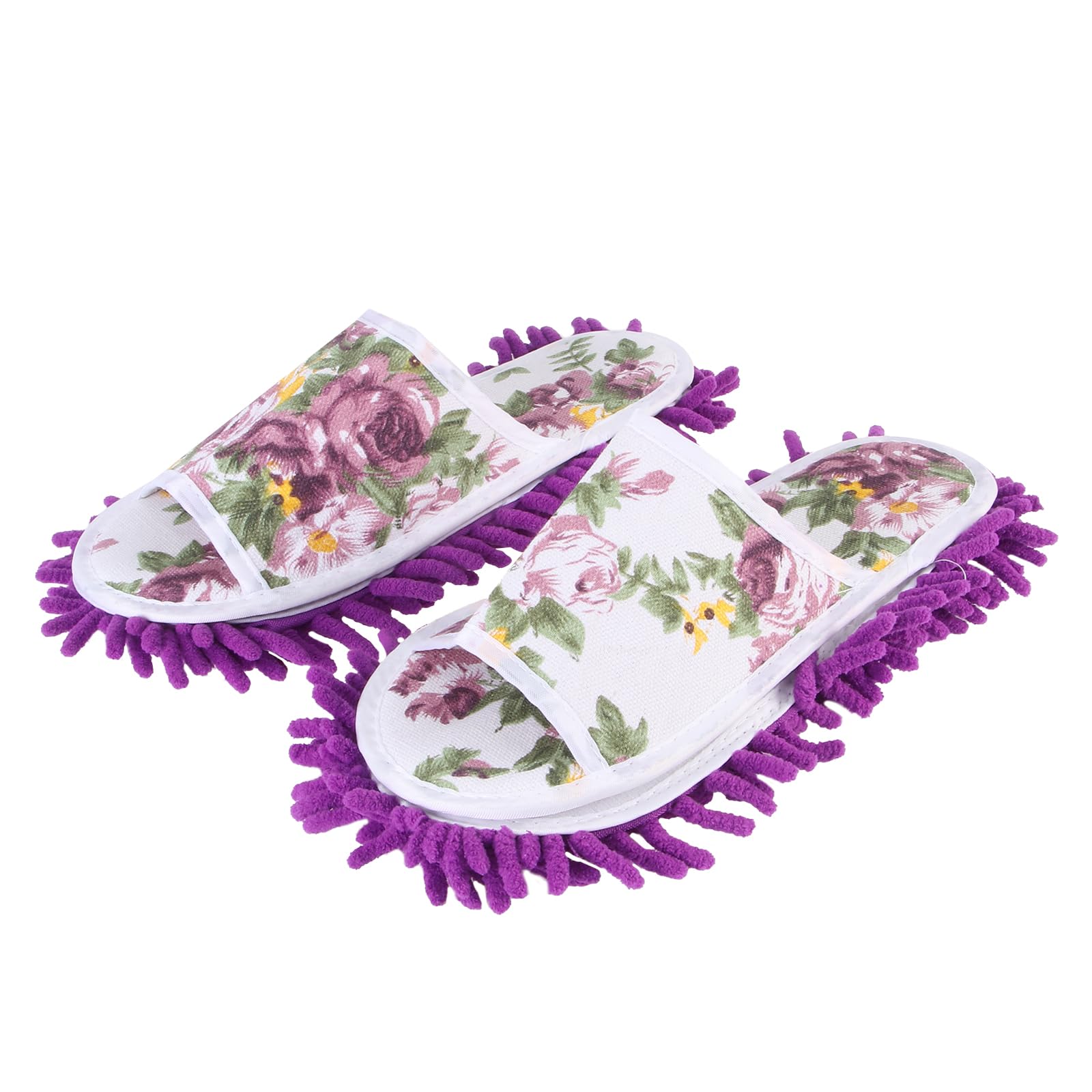 Pantuflas de limpieza TEHAUX zapatillas de chenilla con estampado floral para quitar el polvo