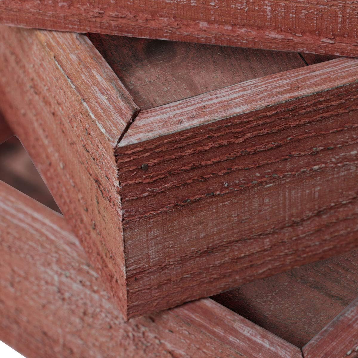 Ekena Millwork DECR18SBRTCBRD Set of 3, Rectangle, Closed Back, Vintage Farmhouse Shadow Box Shelves, Barnwood Decor Collection, Salvage Red