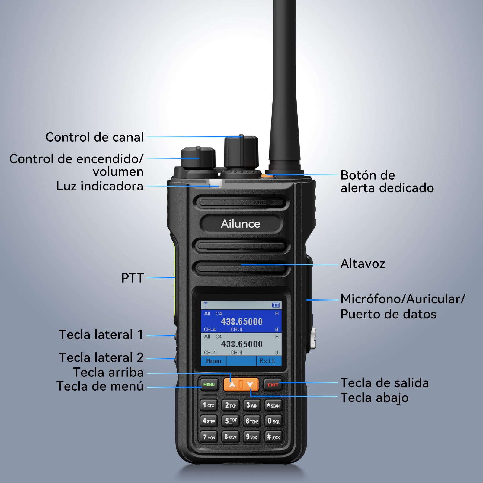 Retevis Ailunce HA2 Radioaficionado, Emisora Caza Walkie Talkie, APRS/GPS, Bluetooth, Control De Aplicaciones, Recepción de Banda de Aire, 2800mAh USB-C, IP67 Walkie Talkie Largo Alcance (1 Stück)