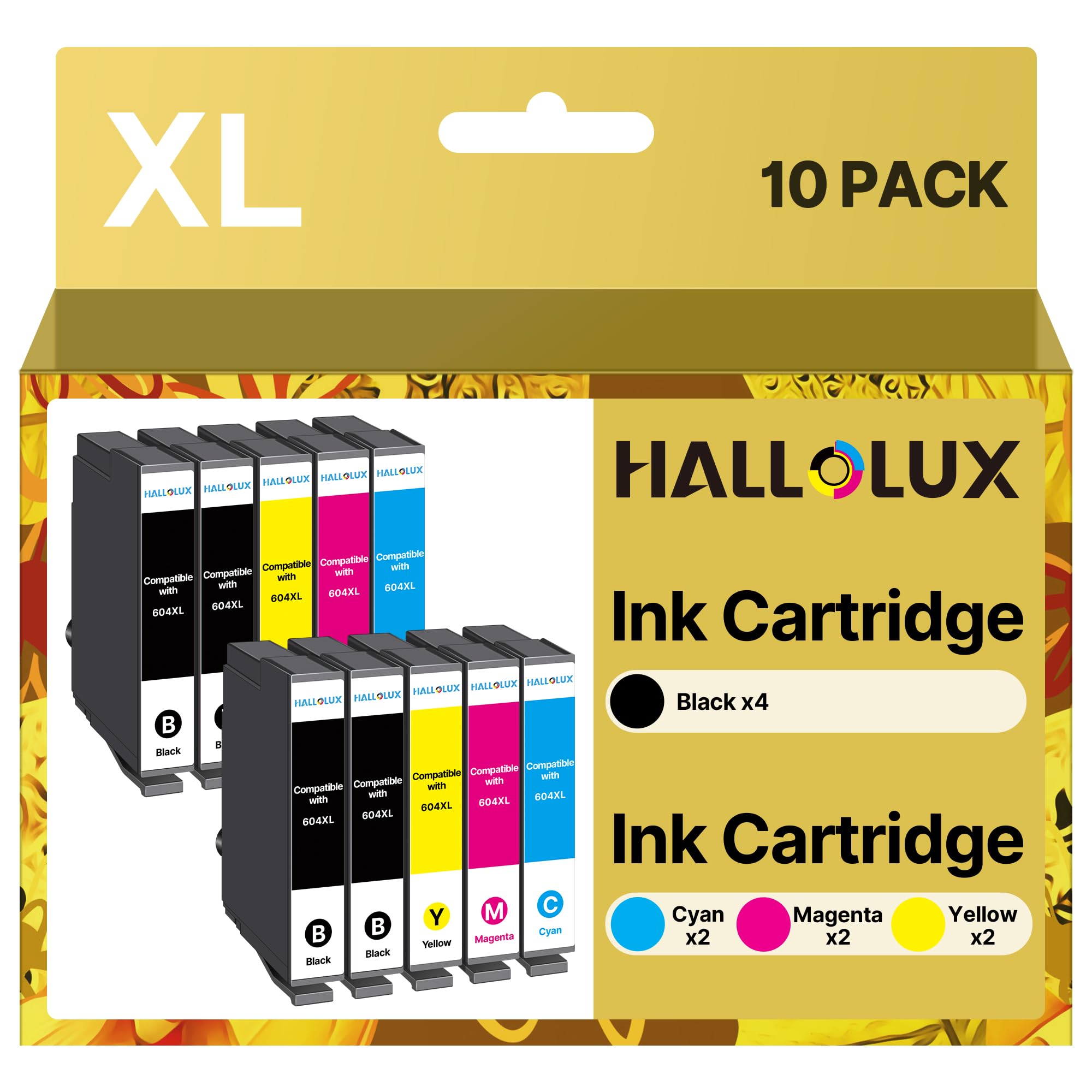 HALLOLUX 604 Druckerpatronen 604 XL Kompatibel für Epson 604 Patronen 604XL Multipack für Epson XP 2205 Patronen für XP 3200 XP 4200 XP 3205 XP 4205 Workforce WF 2930 WF 2935 WF 2910 (10er-Pack)