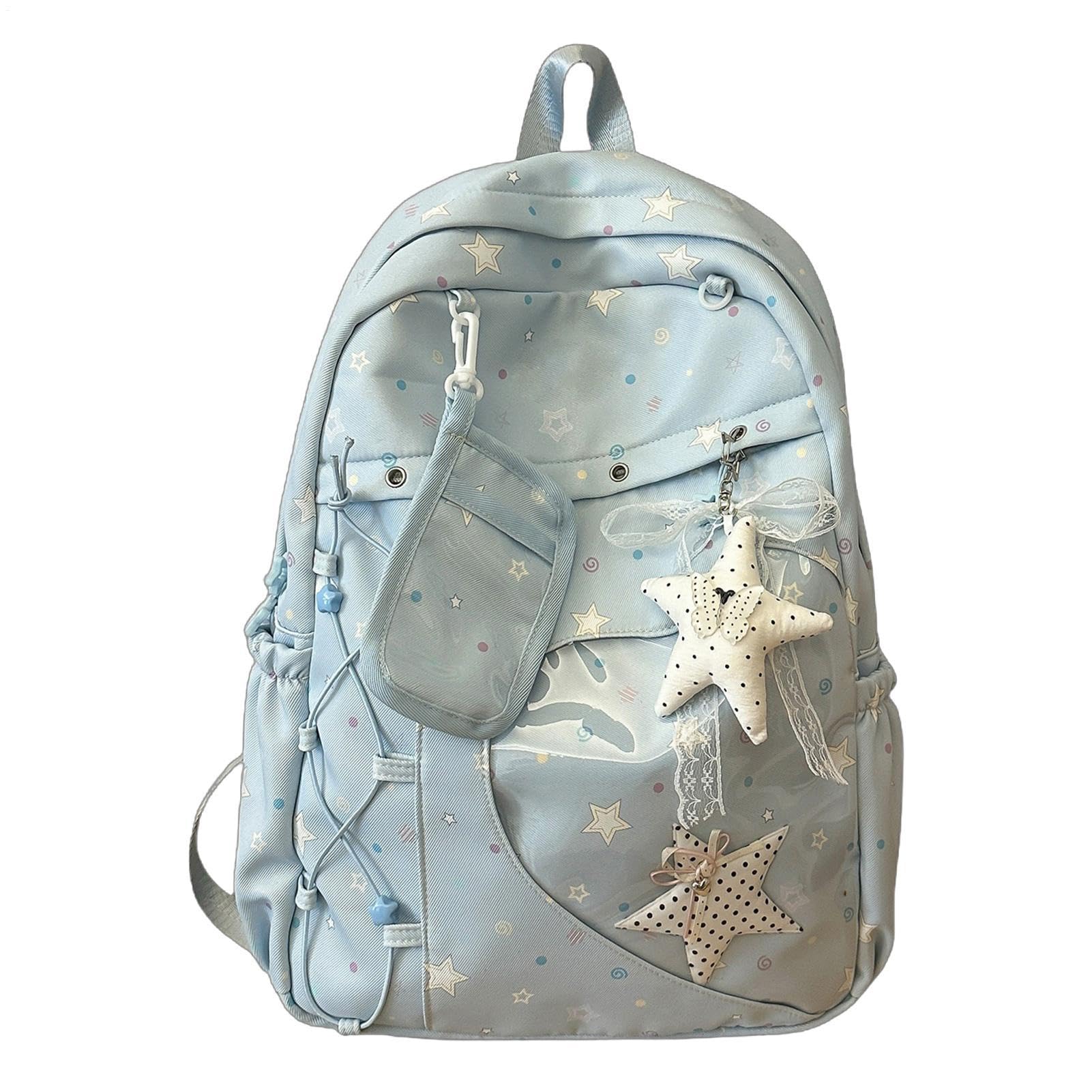 Zaino scolastico per ragazze, con ciondolo a forma di stella, borsa