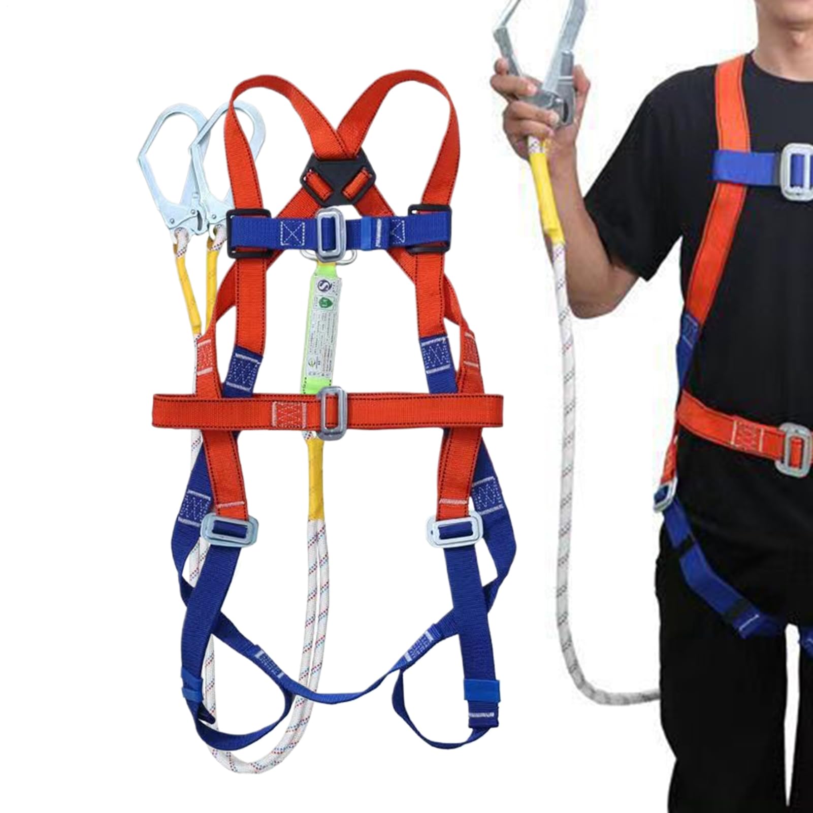 Arnés para Hombre Construcción Equipo Anticaídas Con Cuerda | Arnés tipo cinturón de seguridad Kit De Seguridad Anticaídas Con Cuerda Para Escalada En Tejados, Caza, Construcción Y