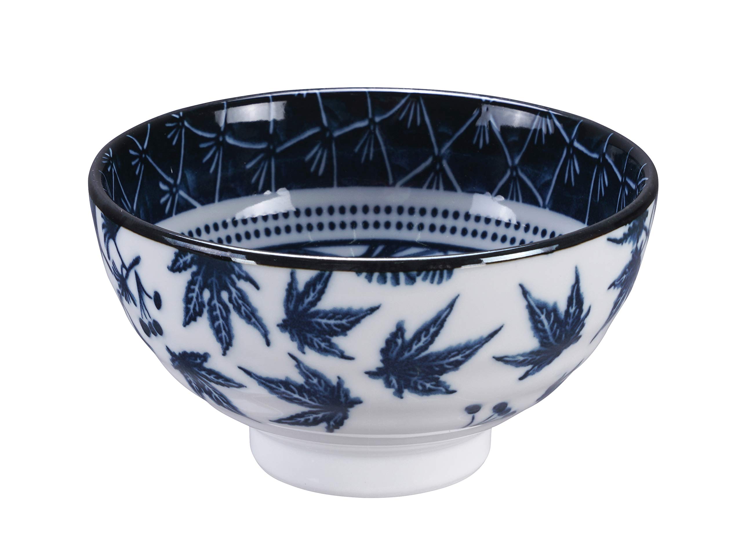 TOKYO design studio Flora Japonica Set de 4 Bols Bleu-Blanc, Ø 12 cm, Hauteur 6,3 cm, env. 300 ML, Porcelaine Japonaise, décor Floral Japonais, boîte Cadeau Incluse