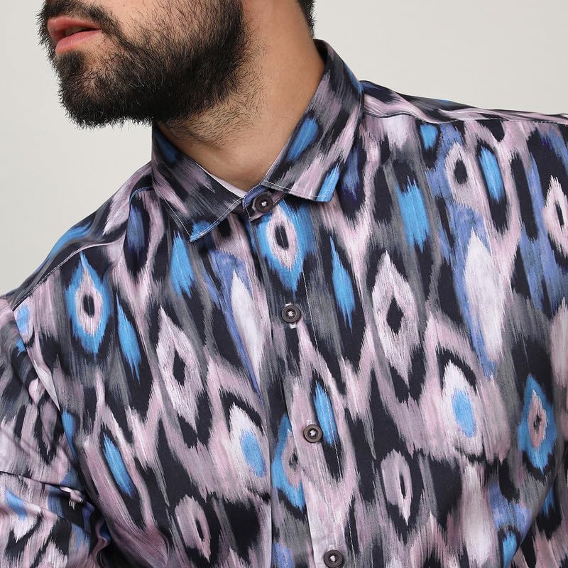 Image of CAHOOT Men's Twisted Crease Shirt for Casual Wear | Spread Collar | Long Sleeve | Button Closure | Shirt Crafted with Comfort Fit for Everyday Wear