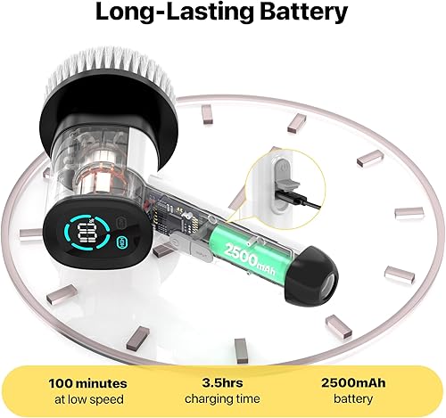 Miniatura 8 de Limpiador eléctrico giratorio  Limpiador eléctrico para limpieza con 7 cabezales reemplazables  Limpiador de bañera impermeable de cuerpo completo