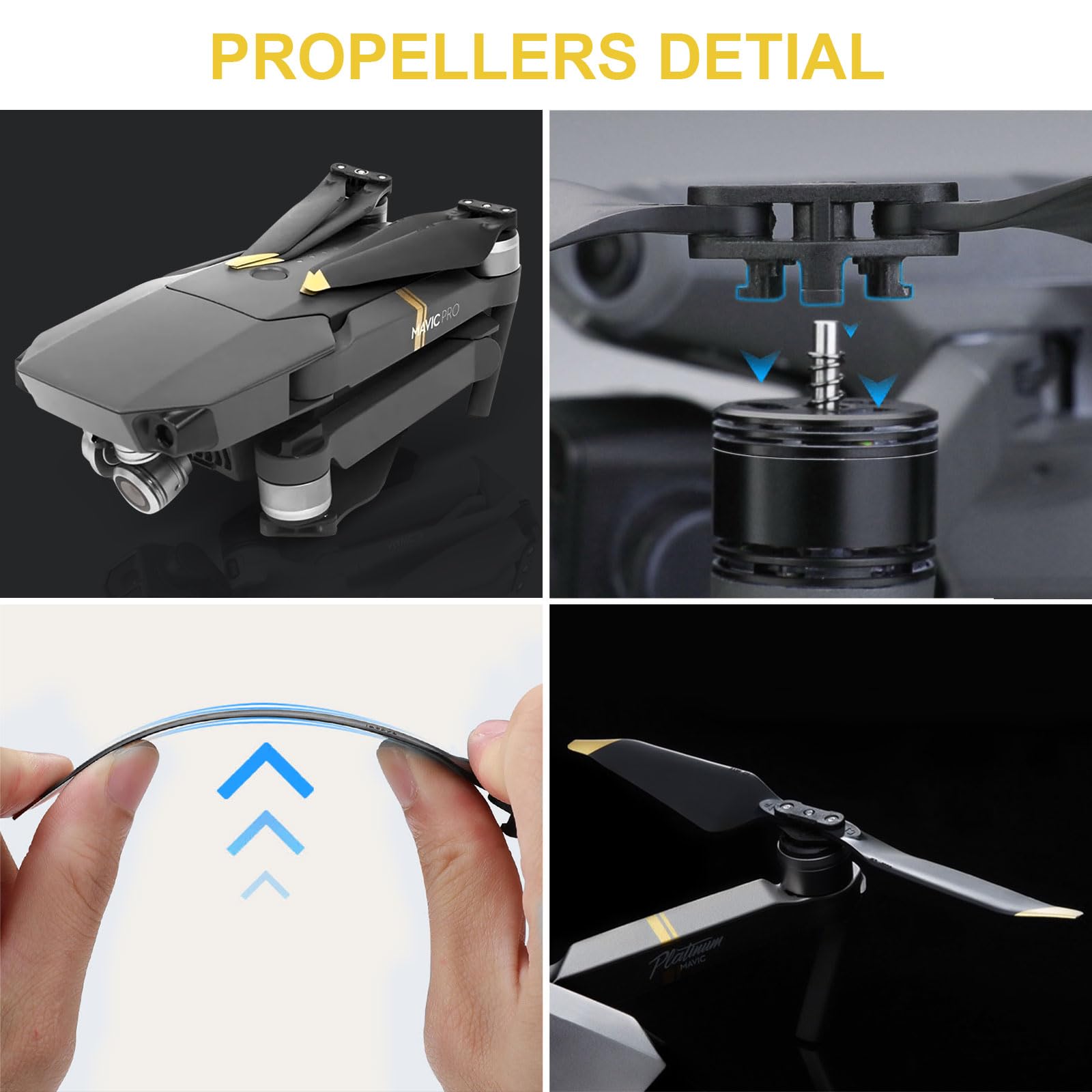 Hélice Mavic Pro, Accessoires de Remplacement pour Drone Mavic Pro, Hélice 8331F avec Conception à Dégagement Rapide
