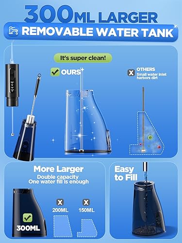 Miniatura 4 de Irrigador dental de agua para dientes  4 modos de irrigador oral inalámbrico de 10.1 fl oz, portátil y recargable, IPX7, impermeable, potente
