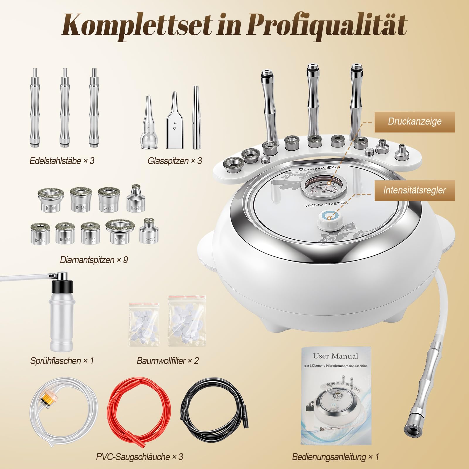 Yofuly Diamant Micr_odermabrasion gerät, Upgrade-Version Mikro_dermabrasionsgerät, 3-in-1 professionelle Heimgebrauch, Gesichts-Salon-Ausrüstung, große Saugkraft