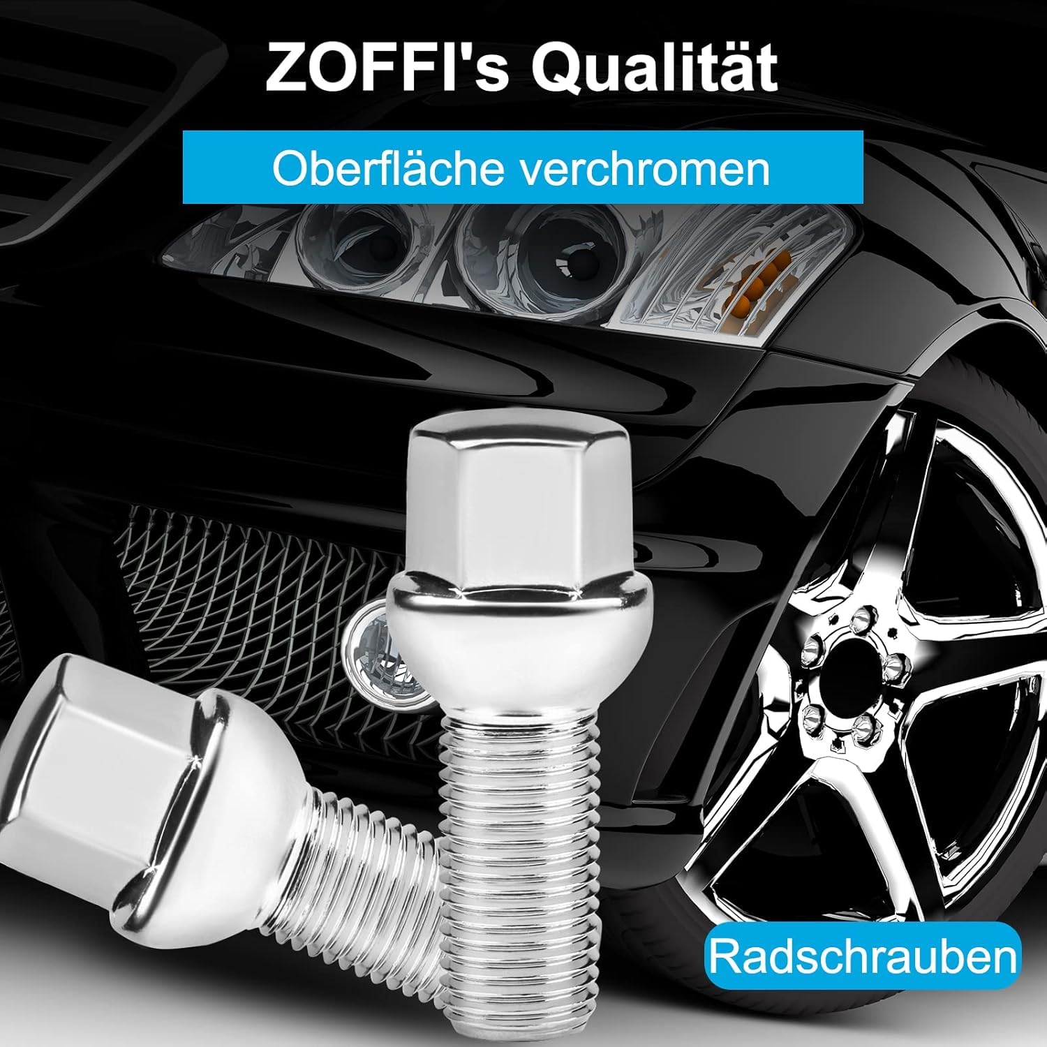 Radschrauben M14x1,5 Ersatz für VW Golf Passat CC für Audi A4 A6, 20 Stück Kugel R12 Kugelbund SW17 Schaftlänge 28mm