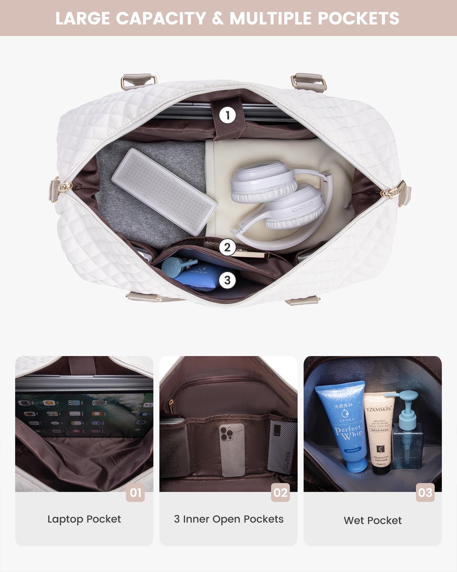 LOVEVOOK Reisetasche Damen Groß Sporttasche mit Schuhfach Handgepäck Tasche für Flugzeug Weekender Travel Duffle Cabin Bag Women Carry On Luggage Kliniktasche Geburt Set für Gym Strand Sauna Camping