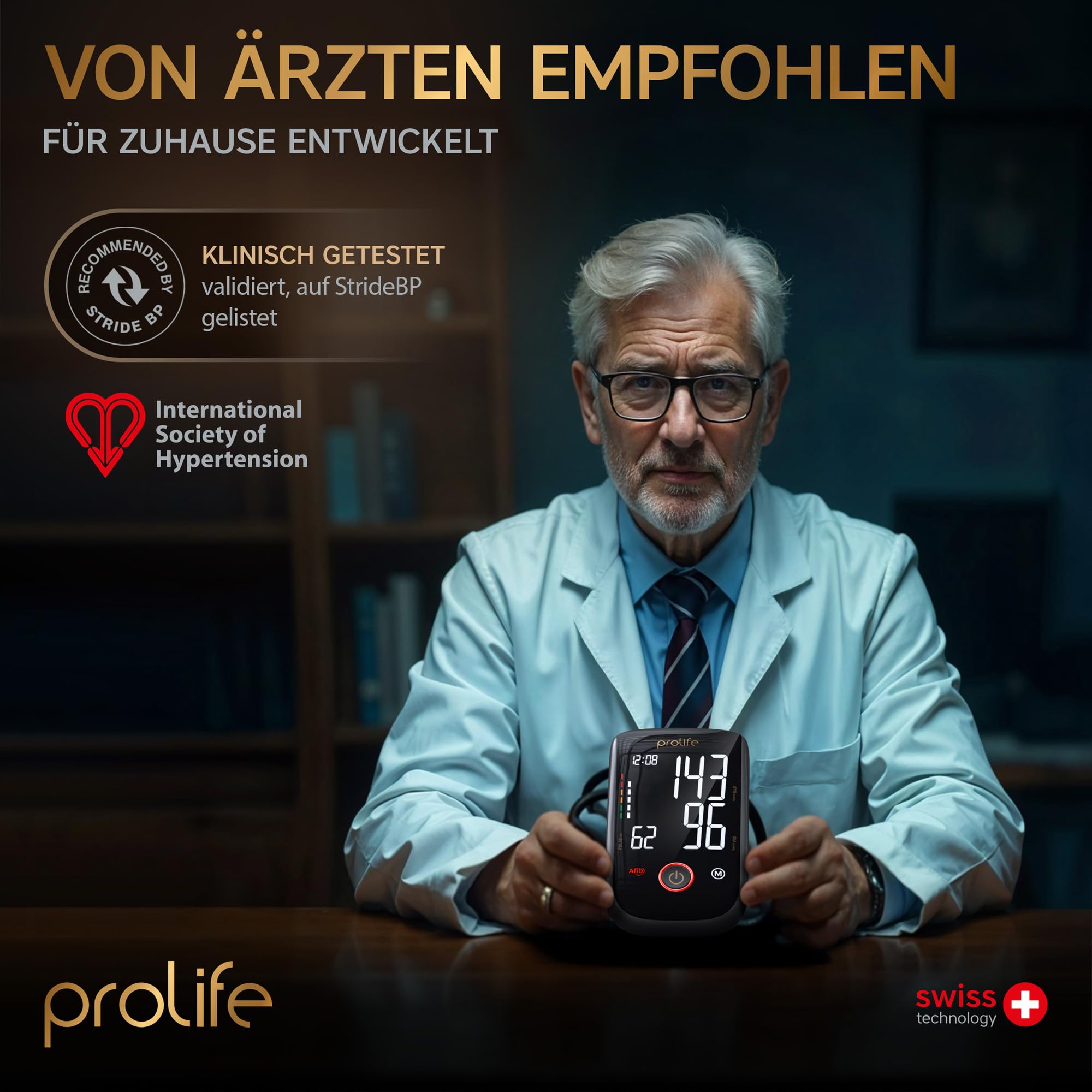 prolife PX7 Premium Blutdruckmessgerät Oberarm mit AFib, Digitales Blutdruckmessgerät mit App, Blutdruckmessgerät Bluetooth, Blutdruckmanschette