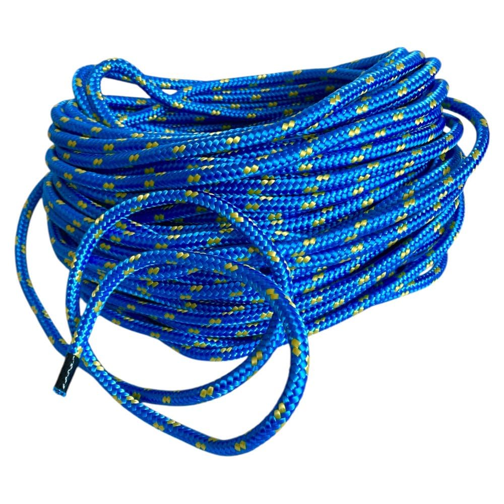 5 cuerdas de polipropileno de 10 mm x 50 m, cuerda trenzada de polipropileno azul, cuerda impermeable con núcleo, resistente a los rayos UV, cuerda de polipropileno para construcción, tráfico