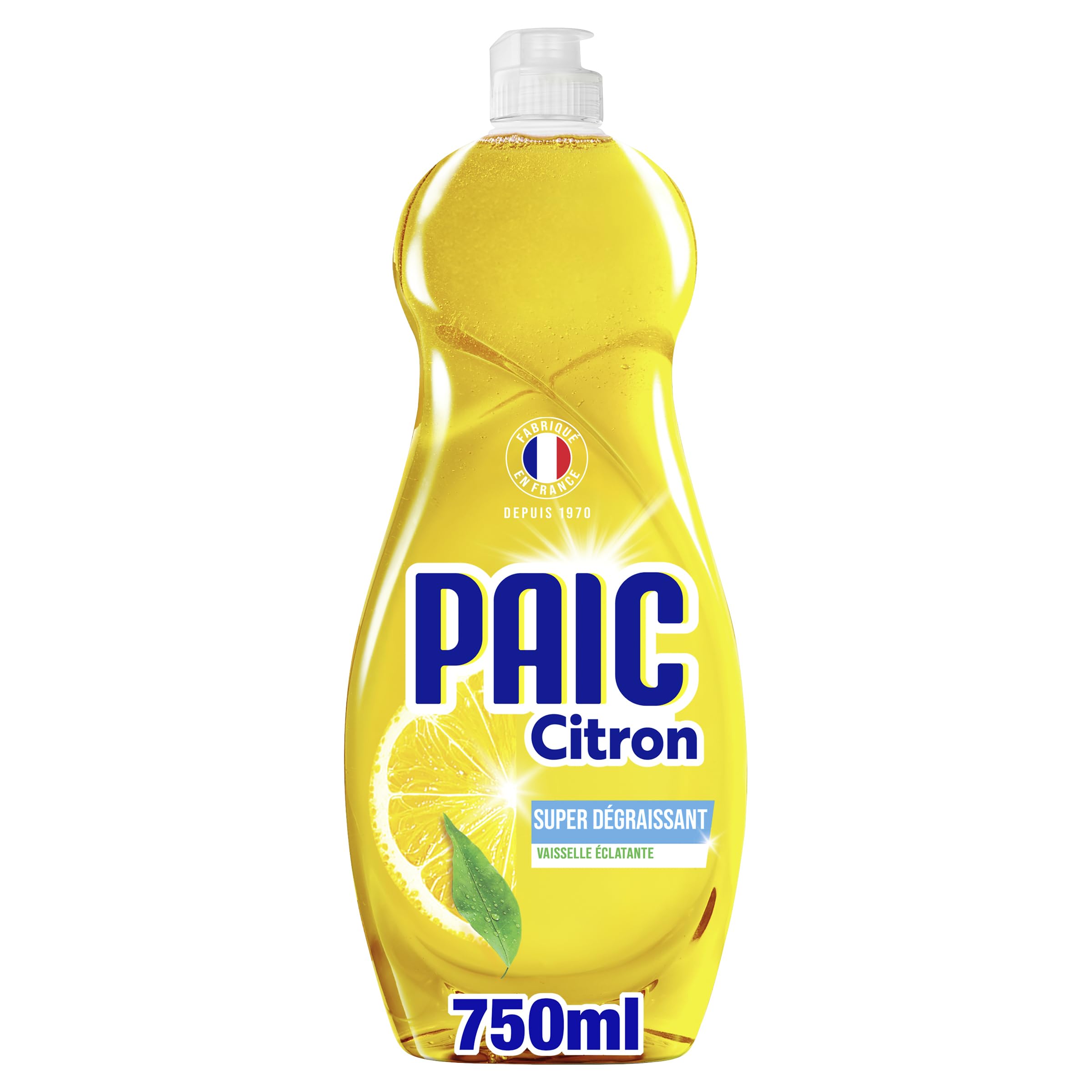 PAIC - Liquide Vaisselle éclat citron - Super dégraissant - Nettoie - Dégraisse - Elimine les mauvaises odeurs - Lot de 4 x 750 ml
