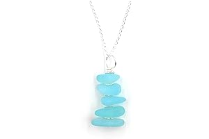 Stunning Sea Foam Blue Sea Glass Stacked Pendant Necklace: A Treasured Gift