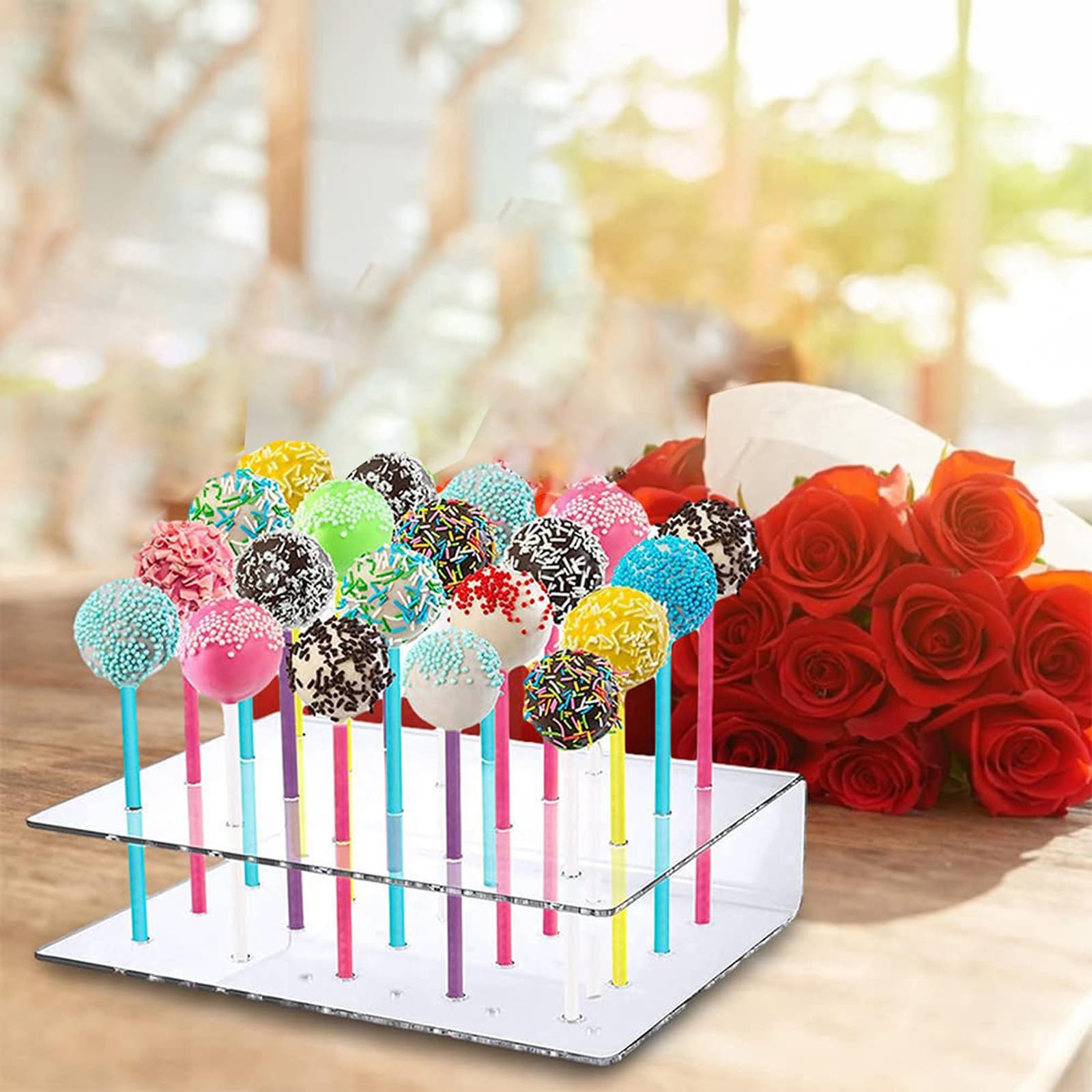 Espositore Porta Lecca Lecca In Acrilico Trasparente | 20 Fori Per Cake Pop | Supporto Per Buffet E Feste
