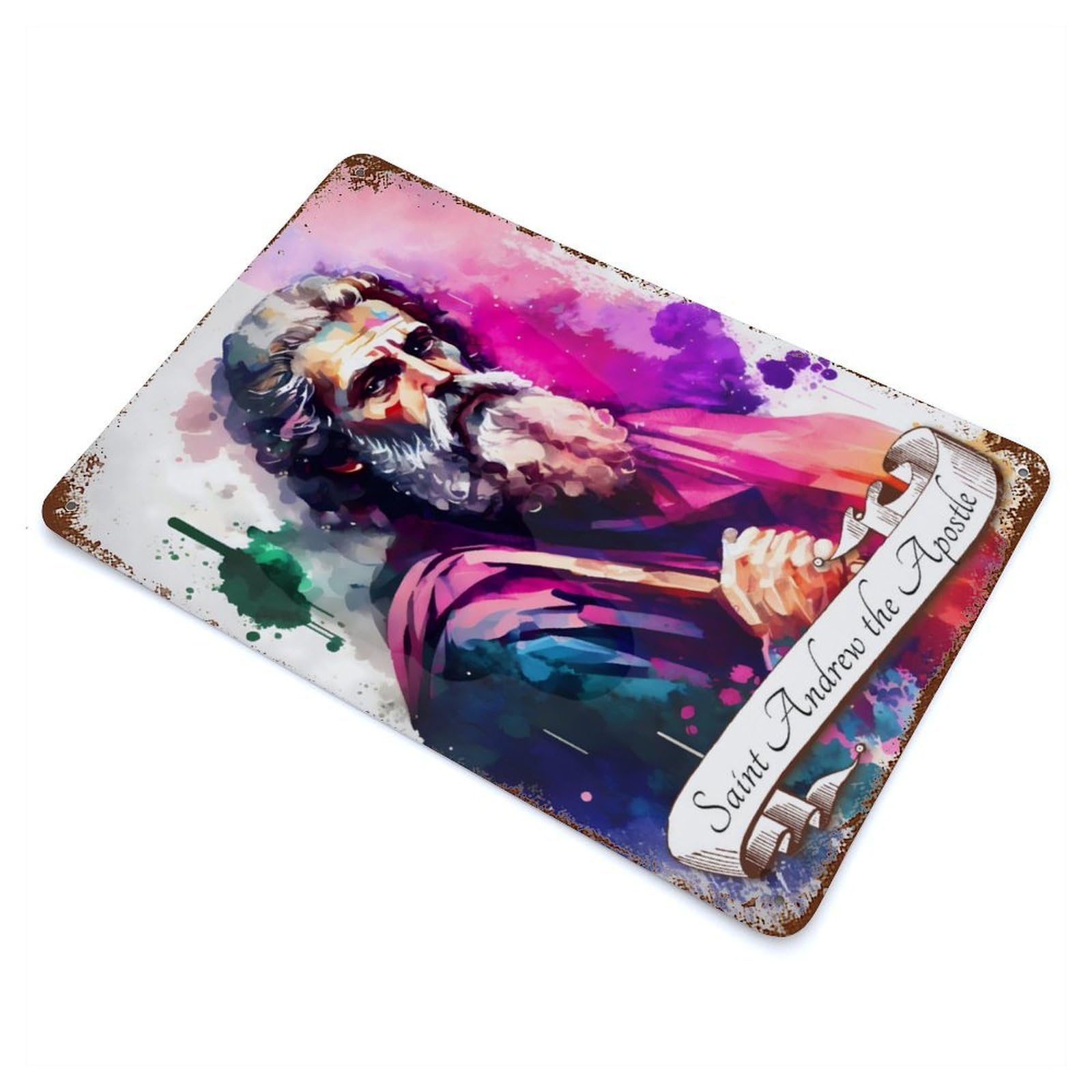 Garage Style Saint Andrew The Apostle Vintage Metal Tin Sign 11.8"x7.9", Retro Wall Decor for Bar And Workshop