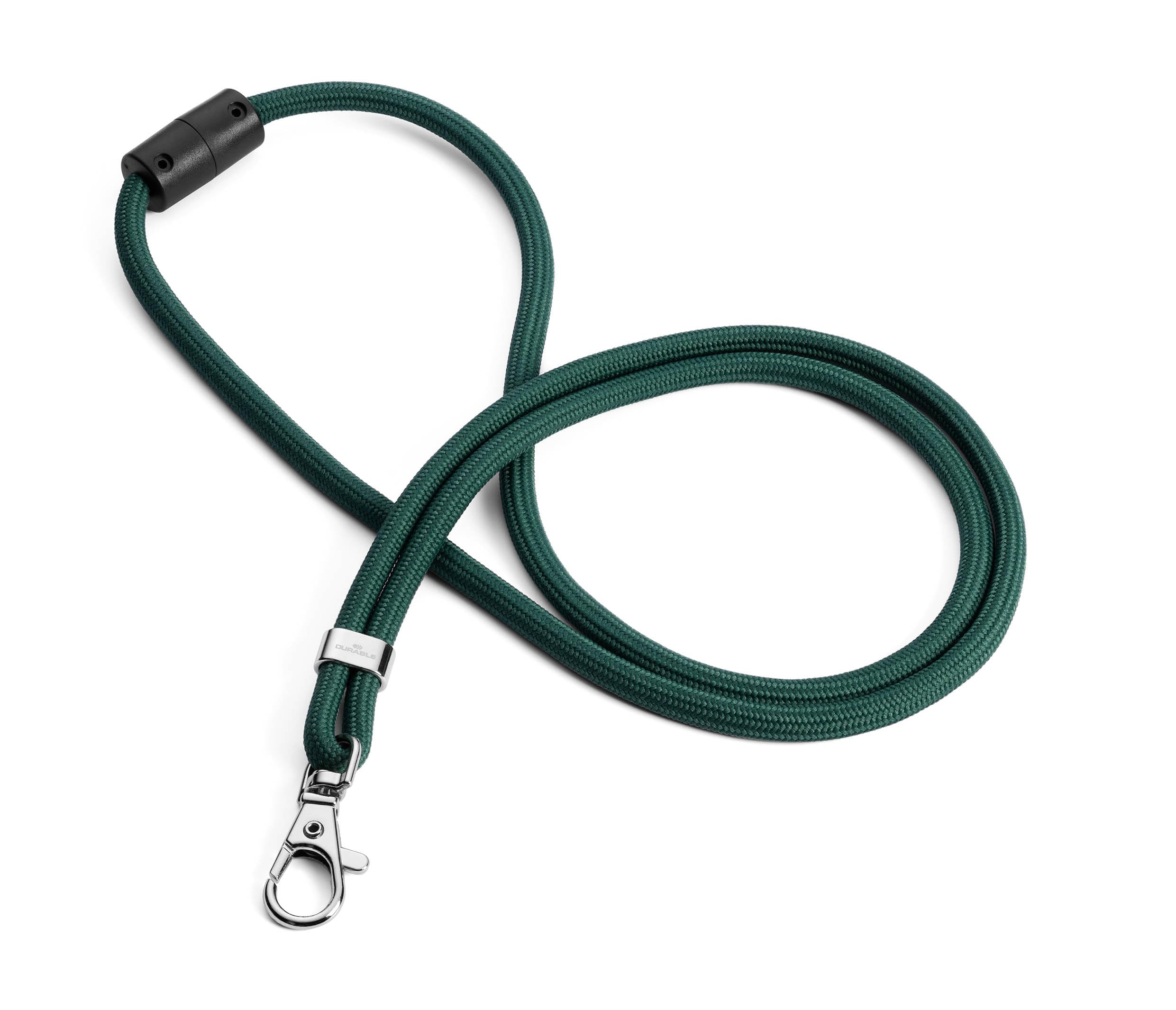 Durable Textile Lanyard with Carabiner Clip - Made of Recycled rPET - Pack of 10 Green Necklaces - Universal Badge Holder