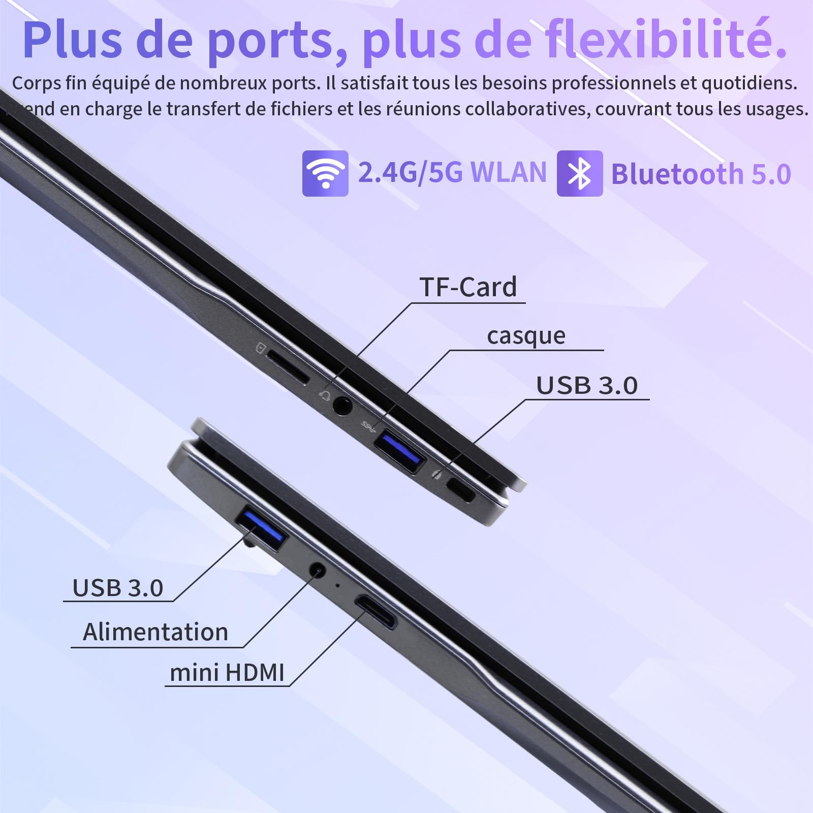 Ordinateur Portable 15,6 Pouces, Win11 Pro Core i3-6100U,16 Go RAM,Clavier Rétroéclairé AZERTY,ecteur d'Empreintes Digitales,PC Portable Léger Télétravail et Bureau (Gris, 16G+256G SSD)