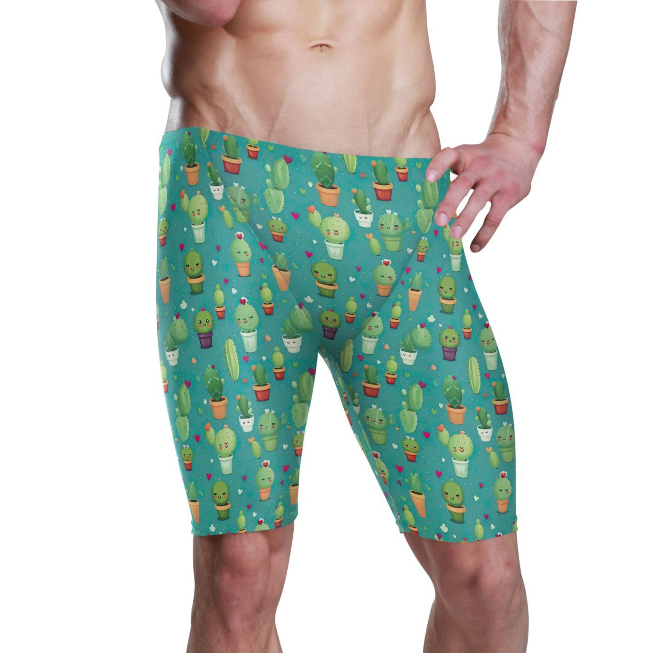 UMIRIKO Cactus Cute Swim Jammers for Men Athletic Durable S B0402394