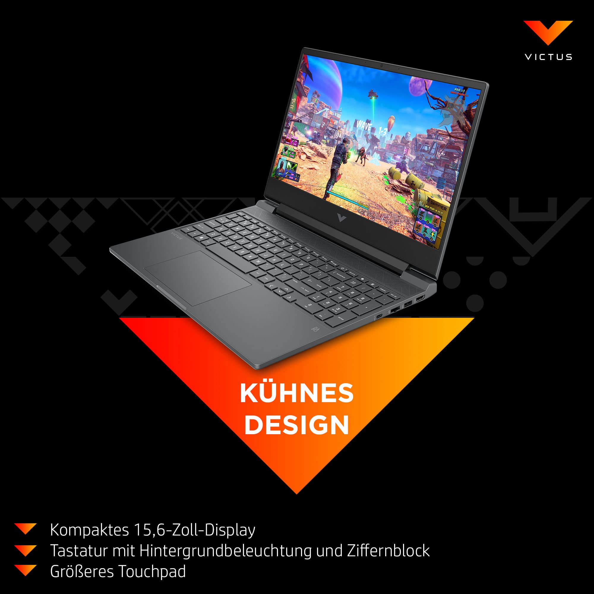 HP Victus Gaming Laptop| 15,6" FHD 144Hz Display | Intel Core i5-13500H | 16 GB DDR4 RAM | 512 GB SSD | NVIDIA GeForce RTX 4050 | Windows 11 Home | QWERTZ Tastatur | Schwarz