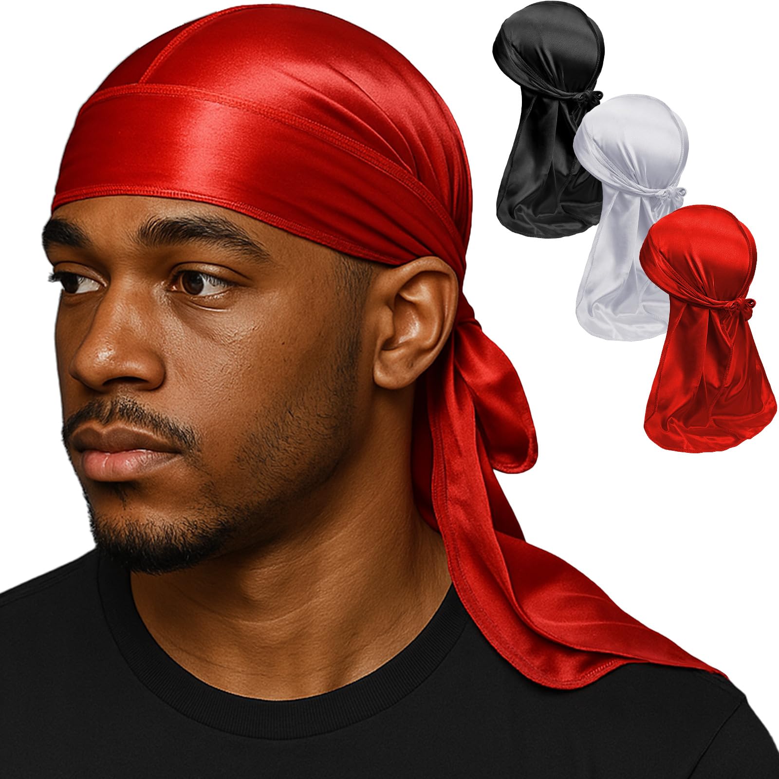 Premium Durag Pack for Men Silky Doo Rag for 360 540 720 Waves