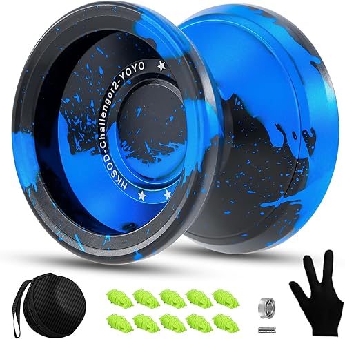 Miniatura 14 de C2 Yoyo Yoyo profesional sensible para niños, principiantes y adultos, yoyos de doble función, yoyo de metal con bolsa, guantes, 10 cuerdas de yoyo