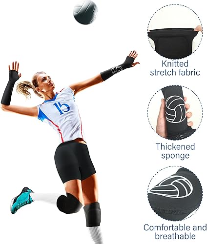 Miniatura 4 de Poen 10 piezas de accesorios de voleibol, pantalones cortos de voleibol, rodilleras y mangas para brazos con almohadilla de protección, pantalones