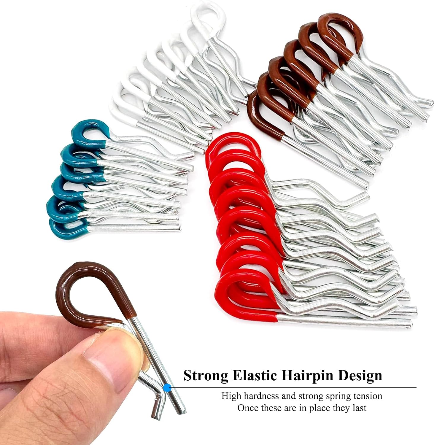 28 Pcs Hitch Pins Clip R Clips Spring Retaining Wire Hair Pins Cotter Pin Strong Spring Rubber-Coated Grip R Clip for Trailer Tractors Mower Carts Truck Pin Clip 4Sizes M3x60 M3x50 M2.5x45 M2x40 image 5