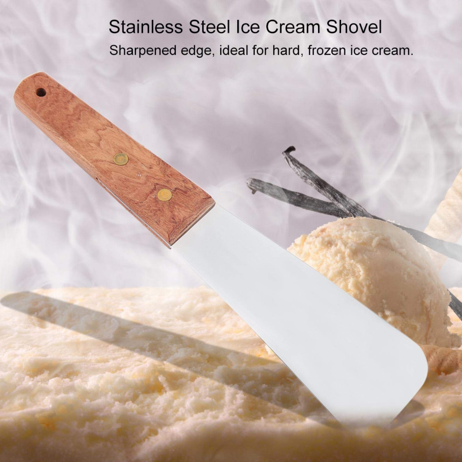 Raguso Stainless Steel Spade, Ice Cream Shovel, Comfortable Smooth Steel Ice Cream Shovel, for Home Kitchen