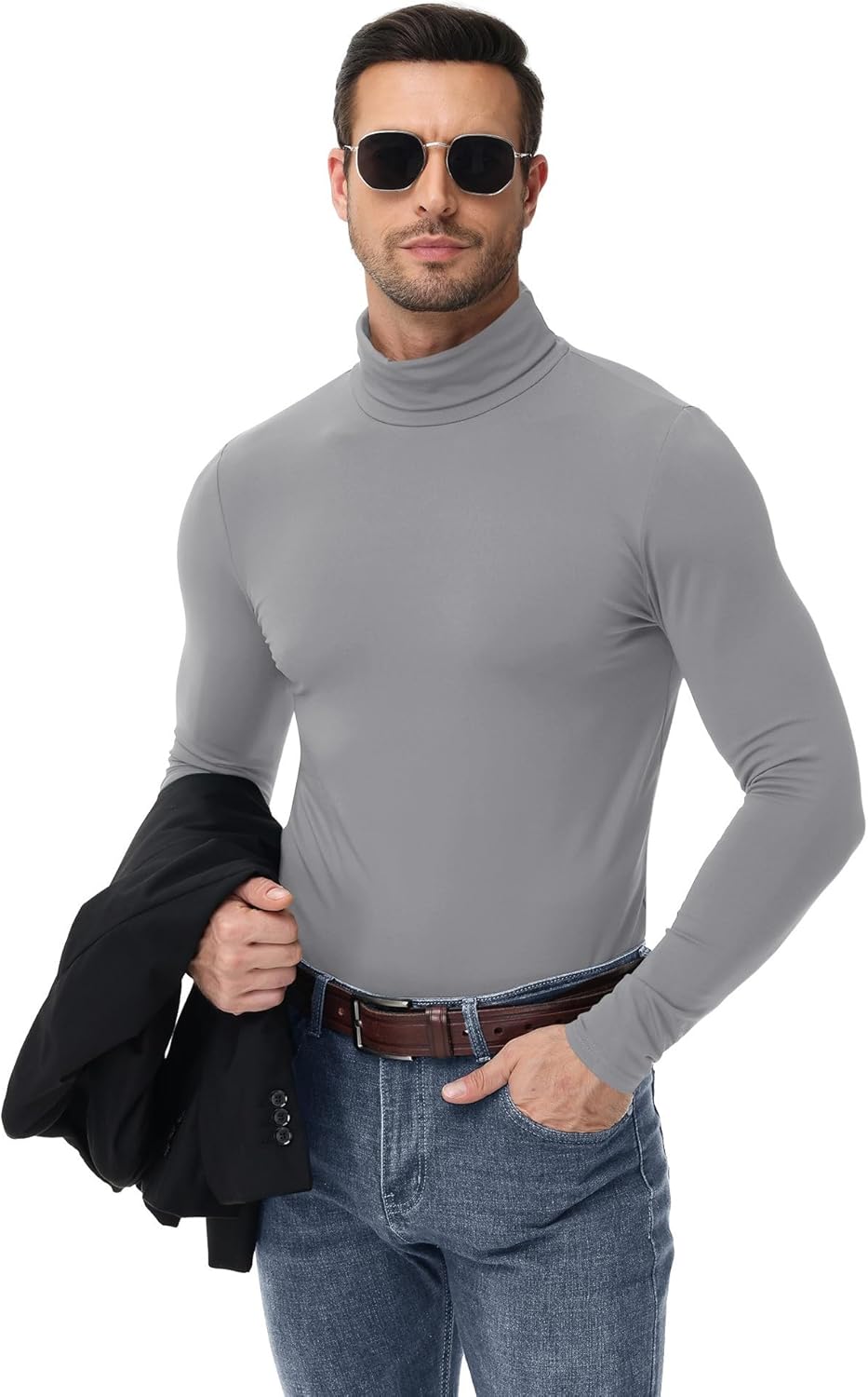 Poriff Men's Turtleneck Tops Fleece Lined Pullover Thermal Long Sleeve Casual Slim Fit Basic Sweater - Image 4