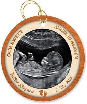 Our Sweet Angel in Heaven Ornament Christmas 2026, Personalized Date/Name/Photo Infant Loss Ornament, Customized Memorial Miscarriage Gift for Mother & Father, Picture Baby Loss Xmas Ornament