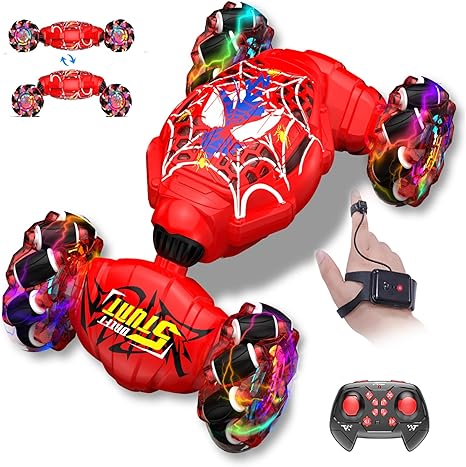 Nikuku Remote Control Car - 2.4GHz 4WD Gesture Sensing RC Stunt Car Toys for Boys and Girls Ages 6-12, 360° Rotating Drift RC Cars with Lights and Music, Ideal Birthday and Xmas Gift