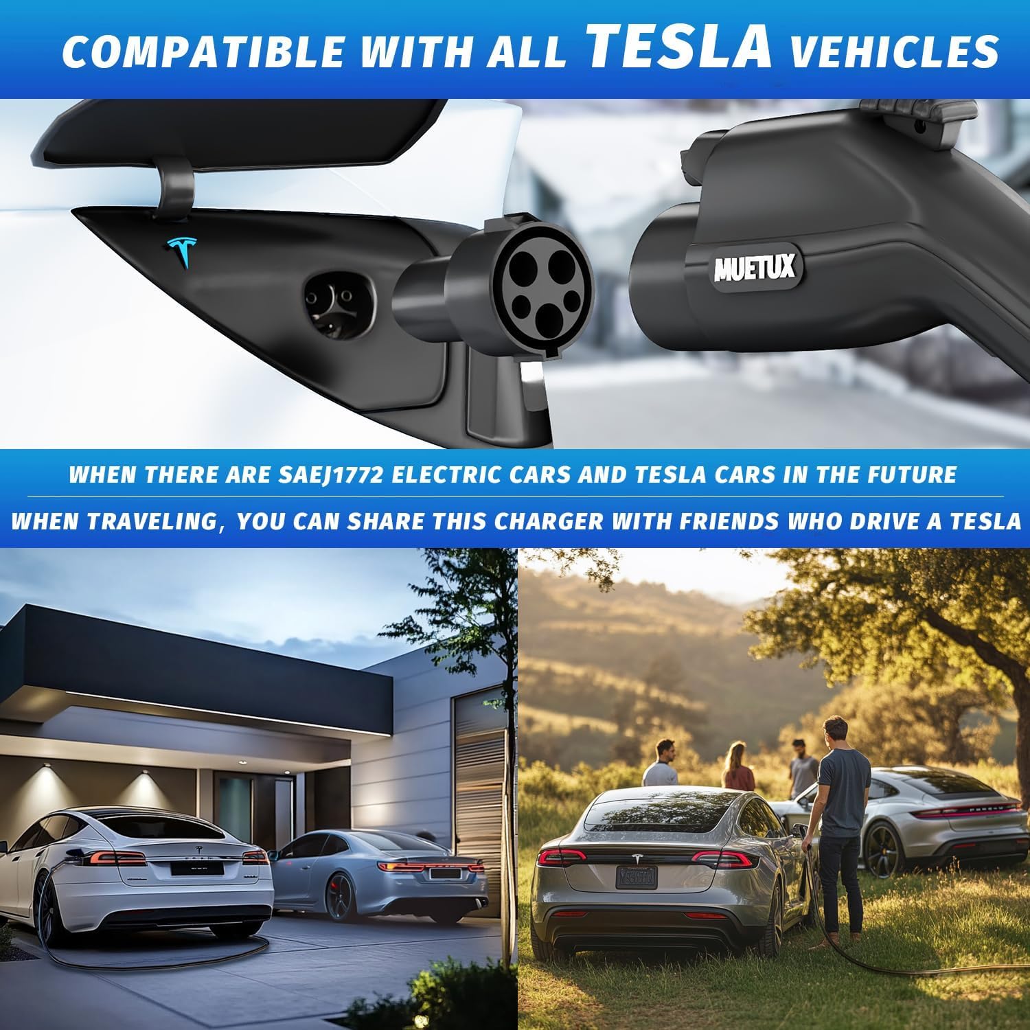 40A Level 2 EV Charger Portable, J1772 Electric Vehicle Charging Station, 240V NEMA 14-50 Fast Charger with 25FT Long Cable, ETL Listed for Indoor & Outdoor Use